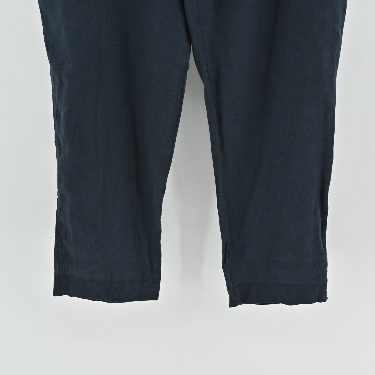 Ralph Lauren Womens Cropped Linen Pants Size 14 Navy Tie Waist Preppy Summer LRL