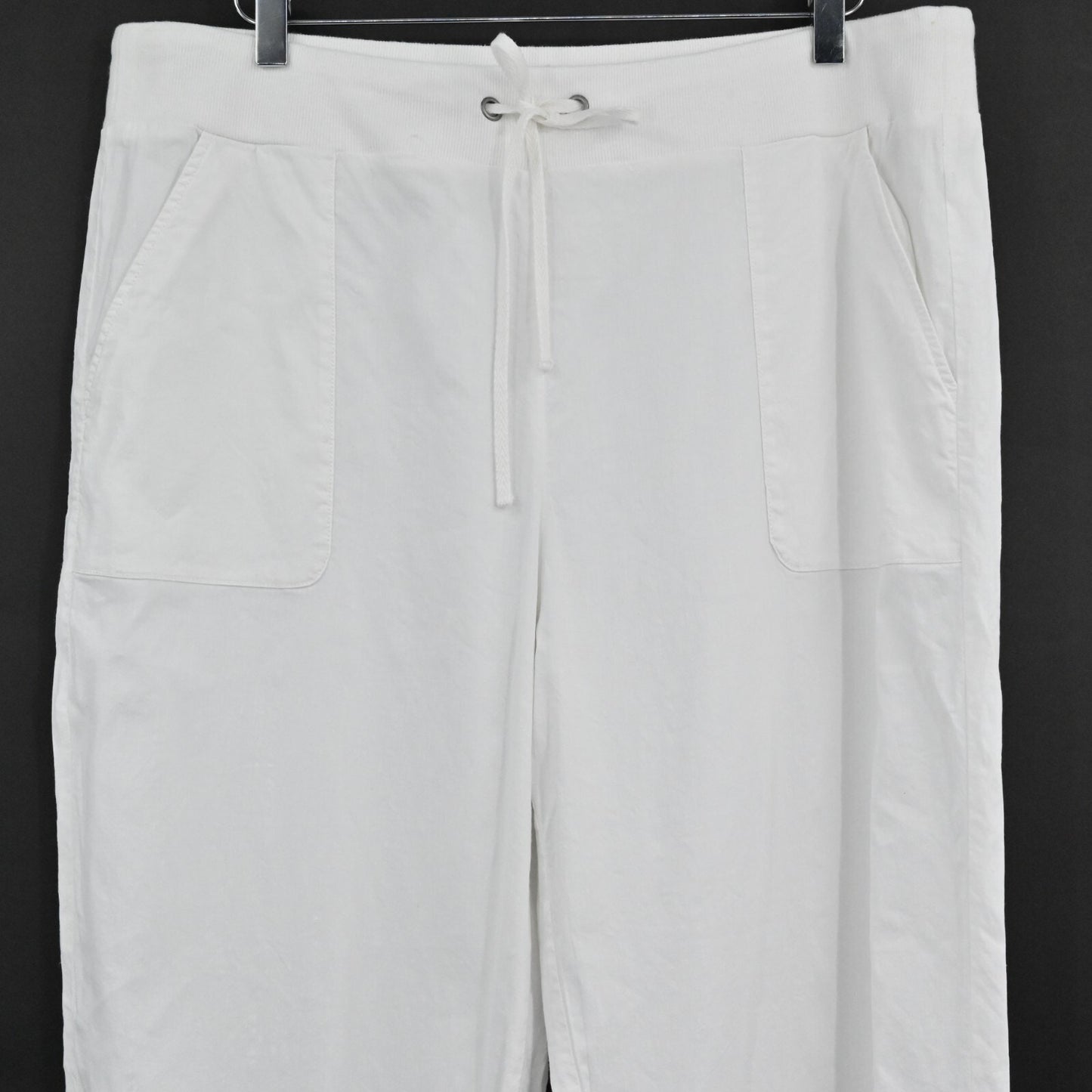 EILEEN FISHER Womens Organic Linen Pants Sz L Cropped White High Rise Lagenlook