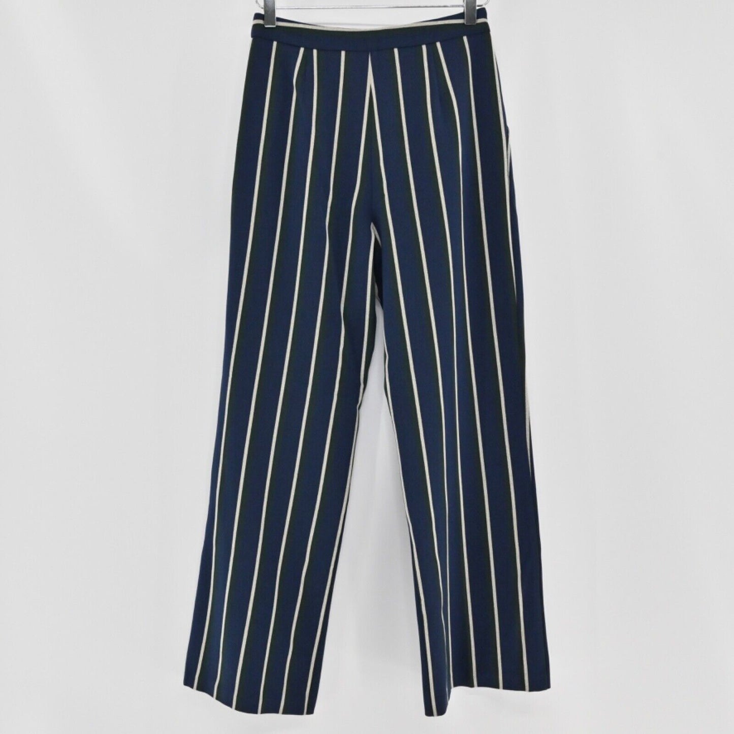 ASOS Pants Womens Size 4 Pleated Trouser Blue Green Stripe High Rise Academia
