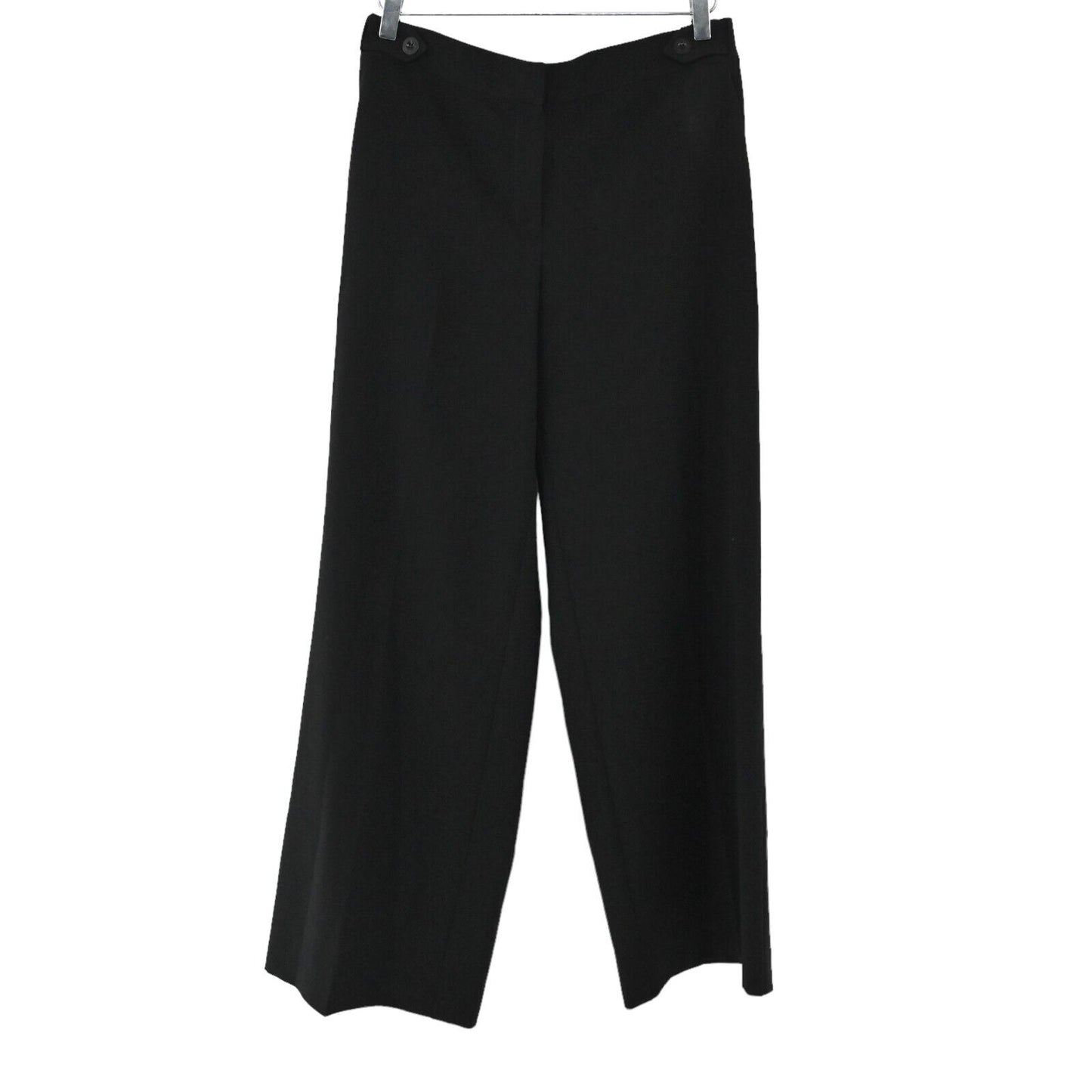ST JOHN Pants Womens Size 10 Black Trouser Wide Leg High Rise Classic Business