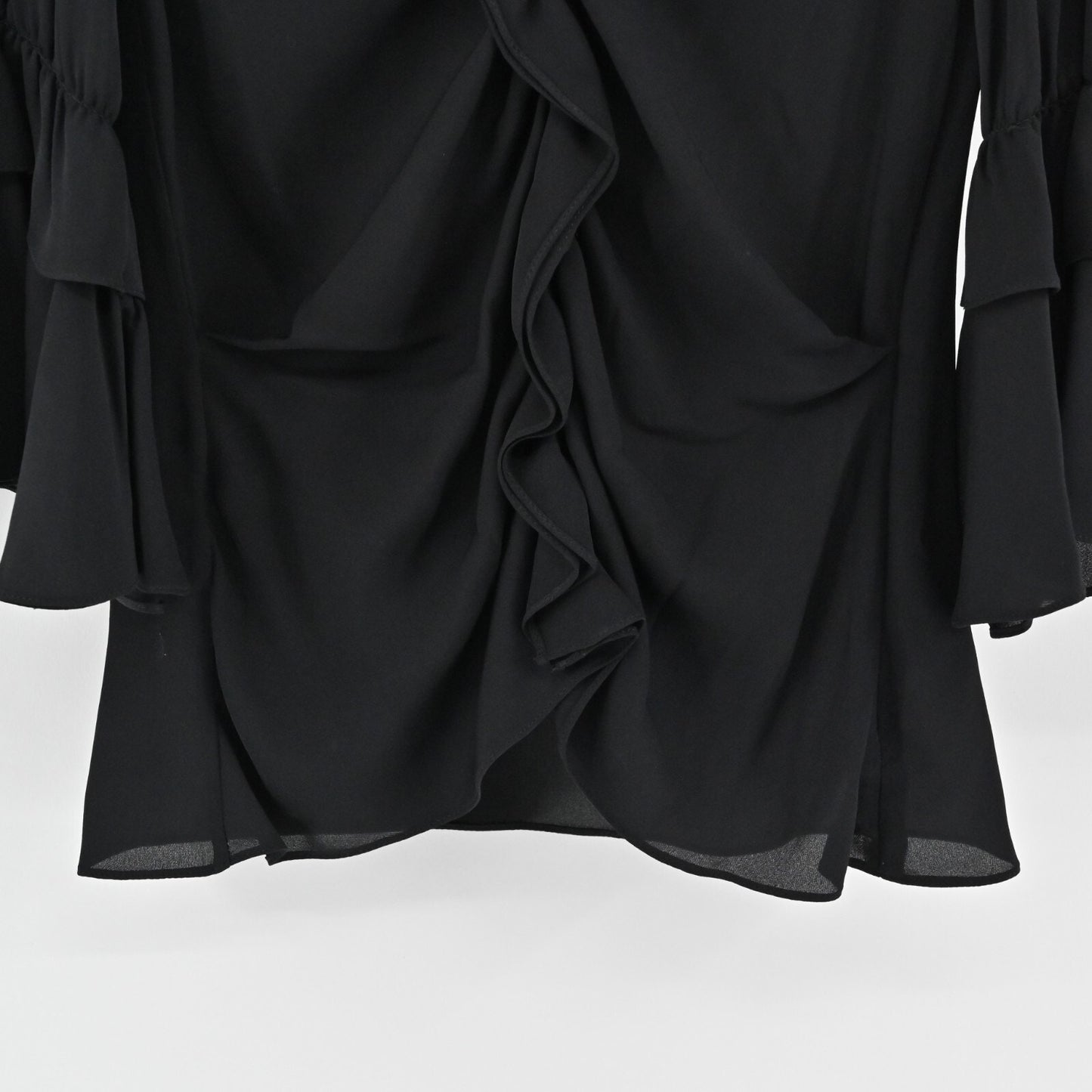 KOBI HALPERIN Womens Silk Top Size XS Demy Black Ruffle Whimsigoth Blouse NEW