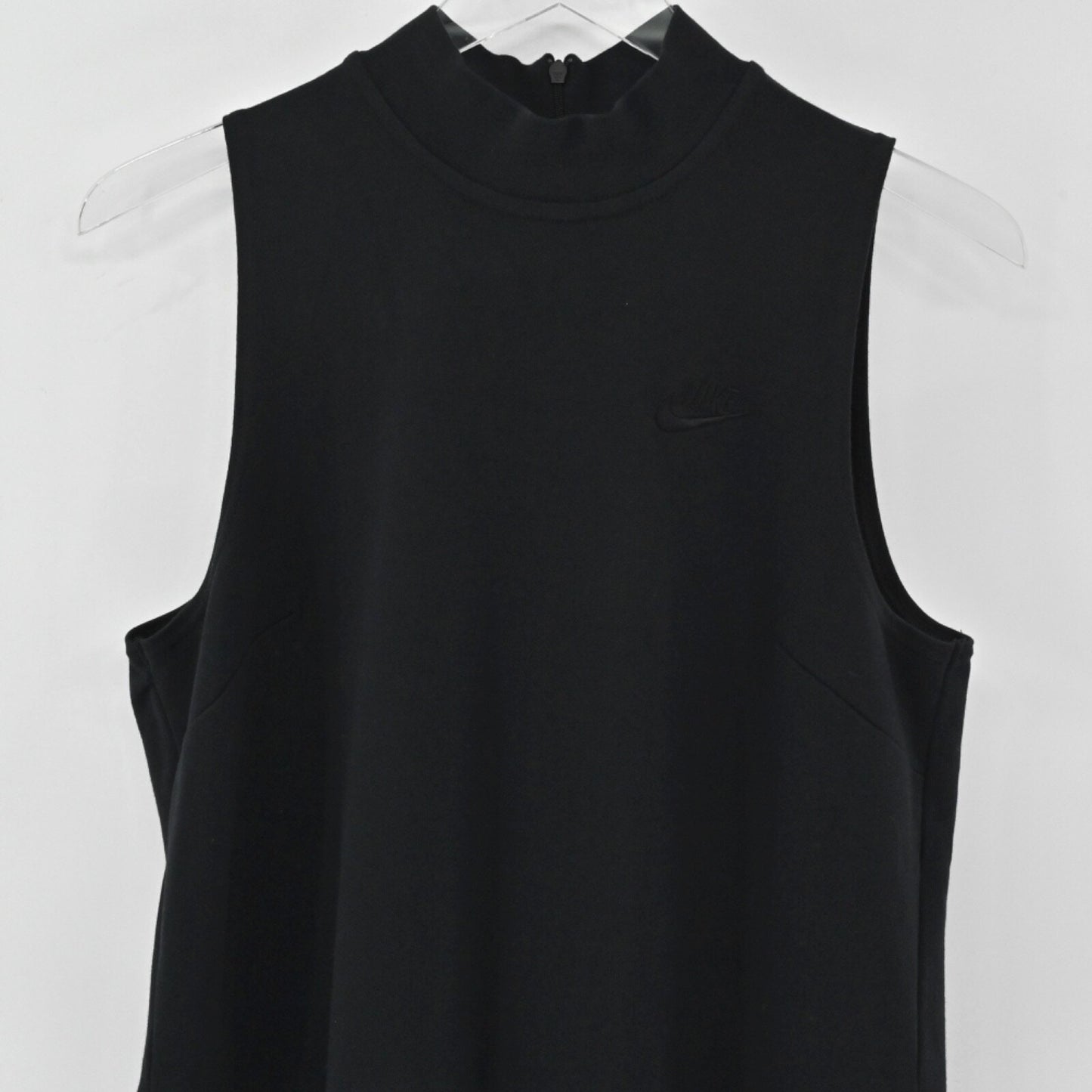 NIKE Womens Black Jumpsuit Size L Logo Cotton Sleeveless Mock Neck Crop Wide Leg