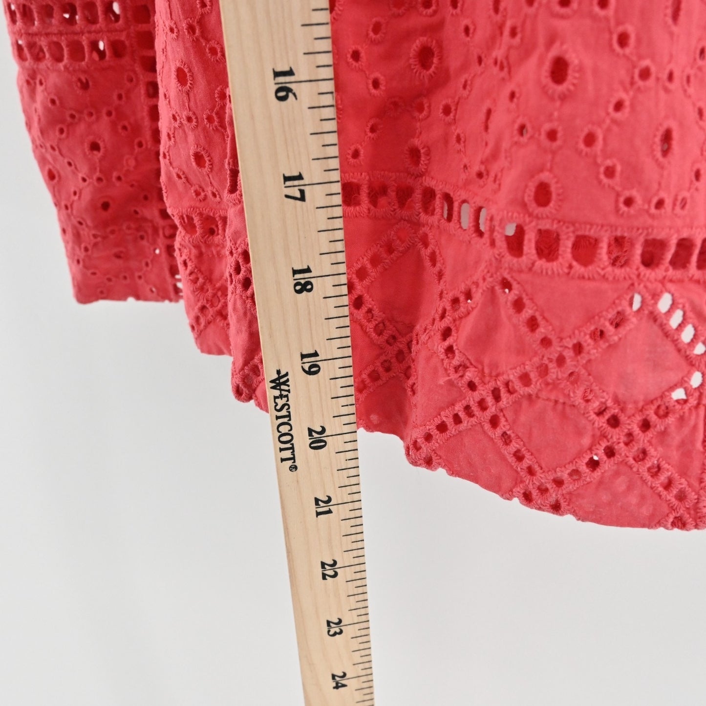 PARKER Womens Ashton Jumpsuit Sz 4 Red Eyelet Sleeveless Crop Slit Wide Leg