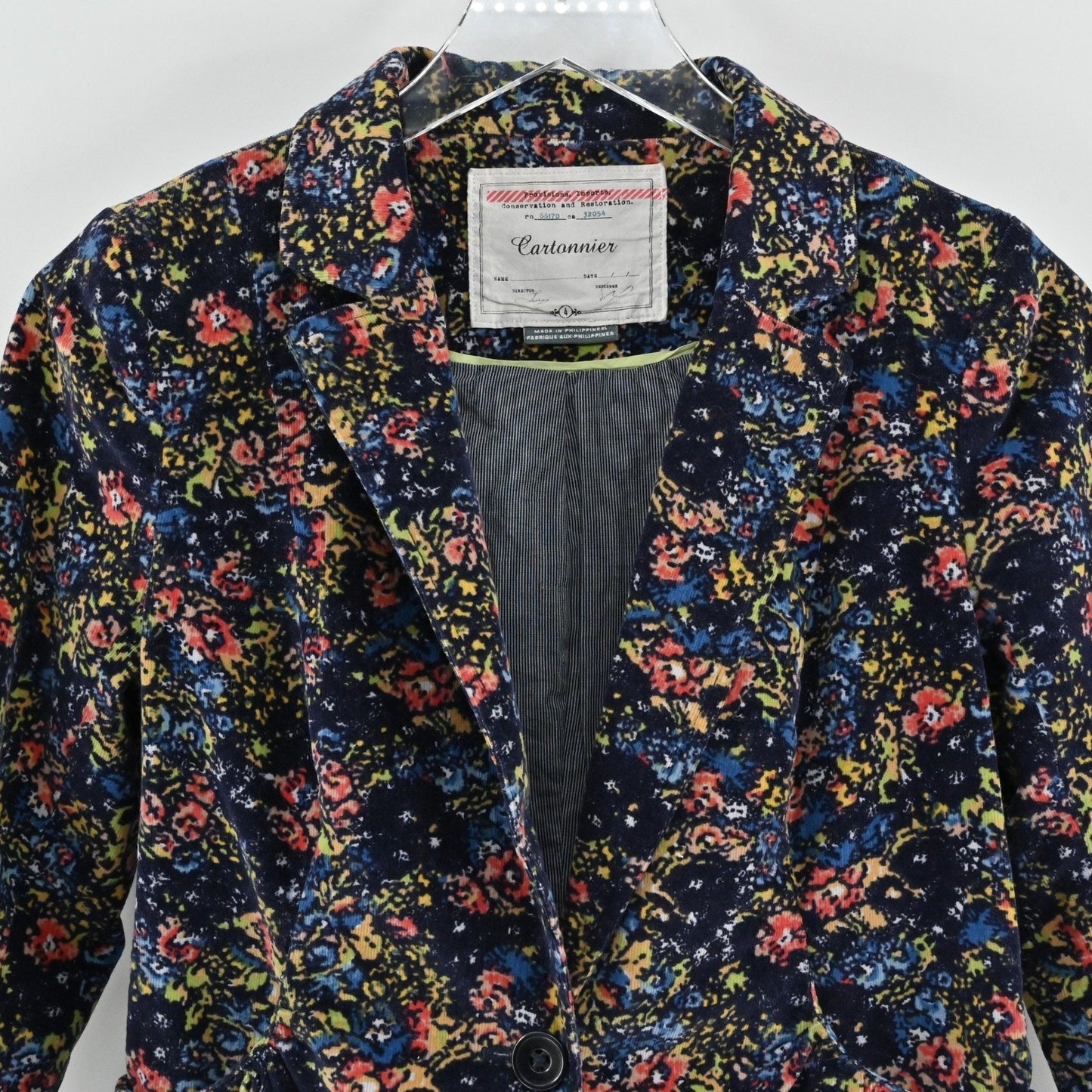 Anthropologie Cartonnier Dusk GARDEN Cord Blazer Size 4 Floral Peplum Jacket