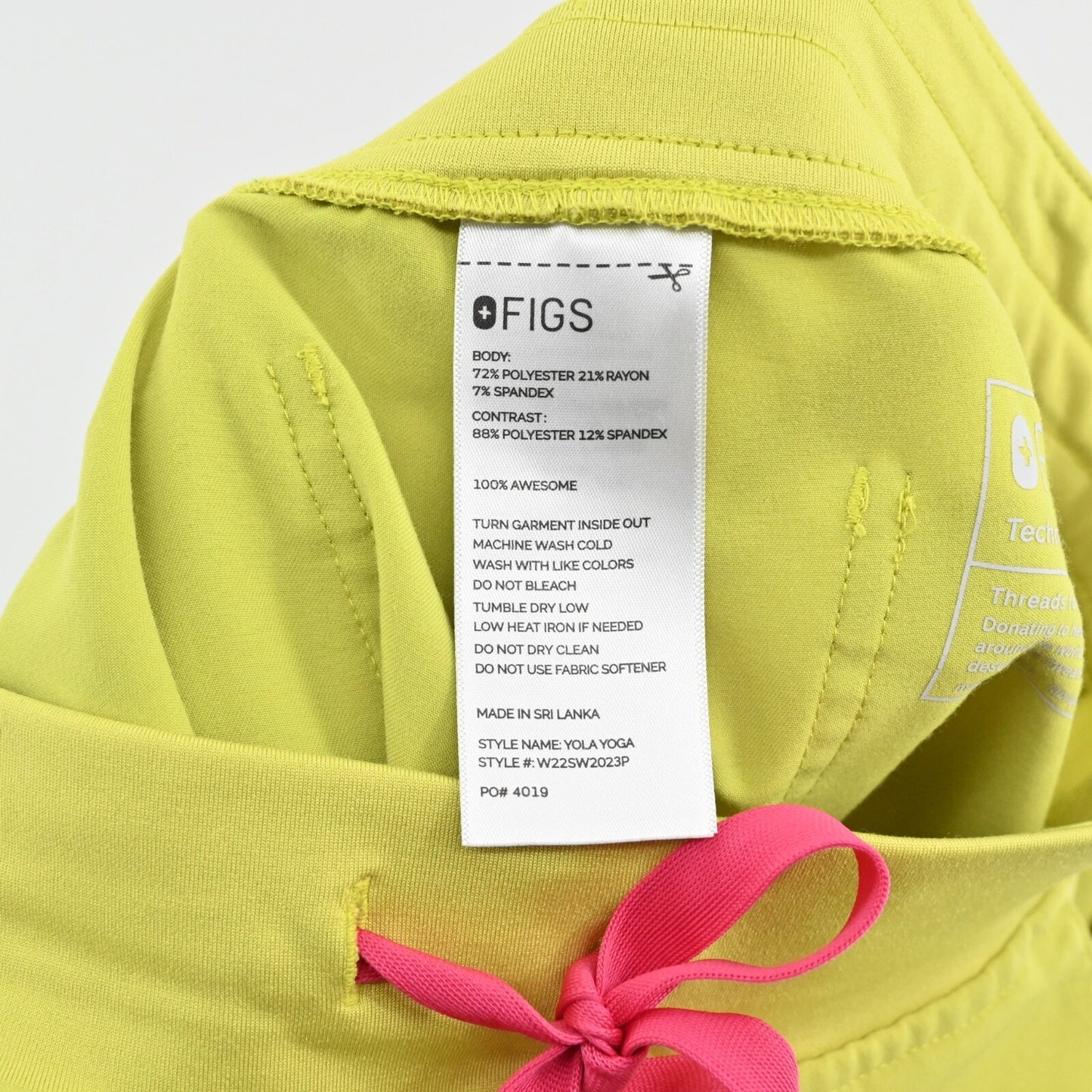 FIGS Womens Yola Limeade Scrubs Pants Size SP Yoga Pocket Technical Collection
