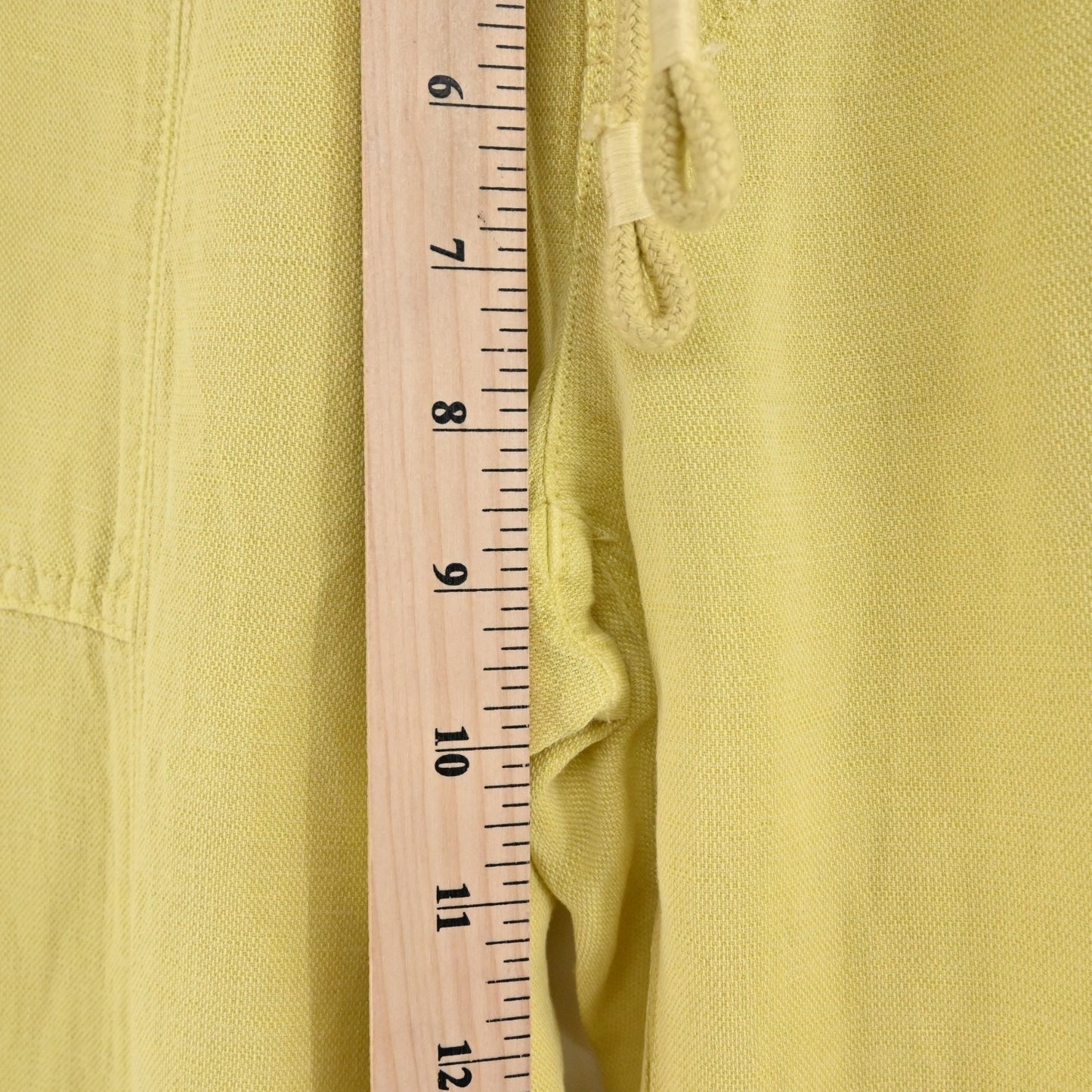 Nicole Miller Womens Yellow Cargo Pants Size XS Linen Blend Crop Cinch Hem