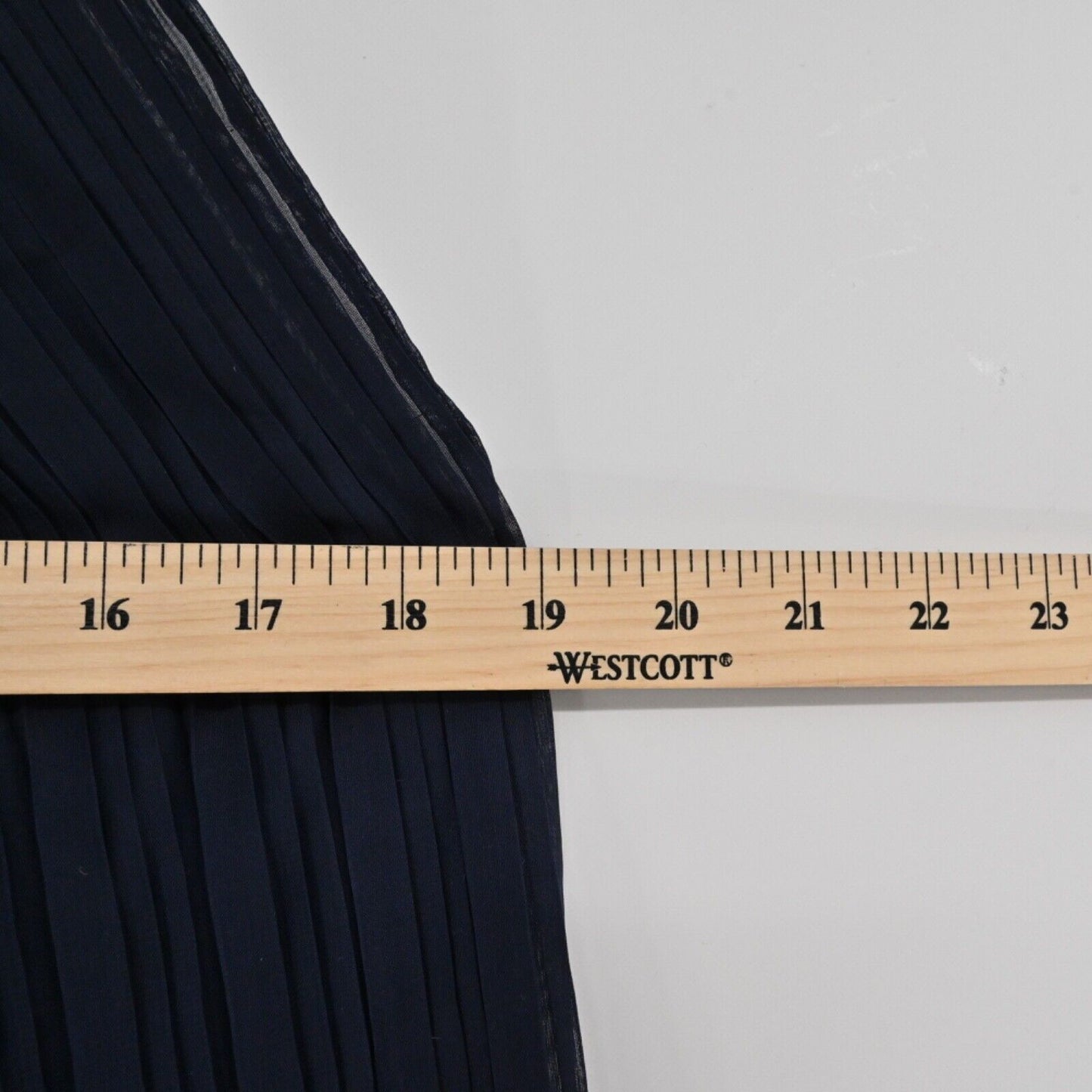 PASCALINE PARIS Top Womens Size M Navy Blue Chiffon Pleated High Neck Bow Halter