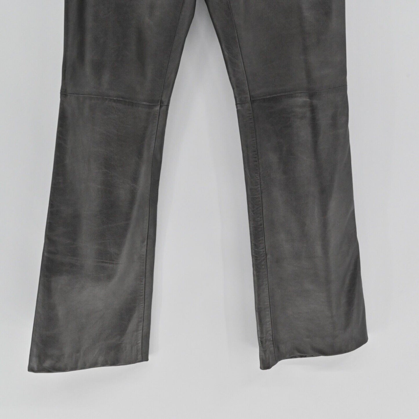 Vtg CACHE Pants Womens Size 4 Gray 100% Lamb Leather Mid Rise Bootcut Retro 00s