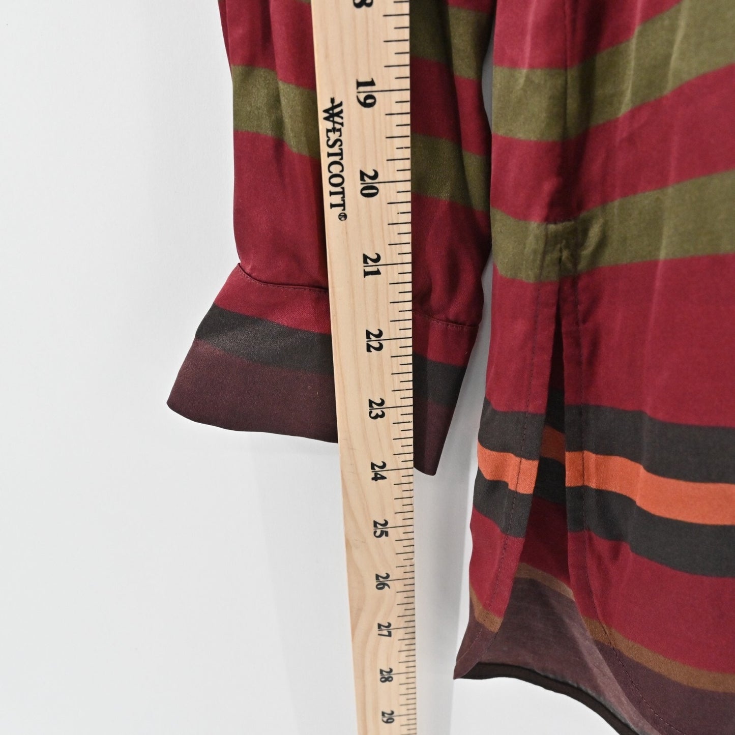 LAFAYETTE 148 Womens Top Size XS Prisha Autumn Stripe Tunic Blouse Rust Capsule