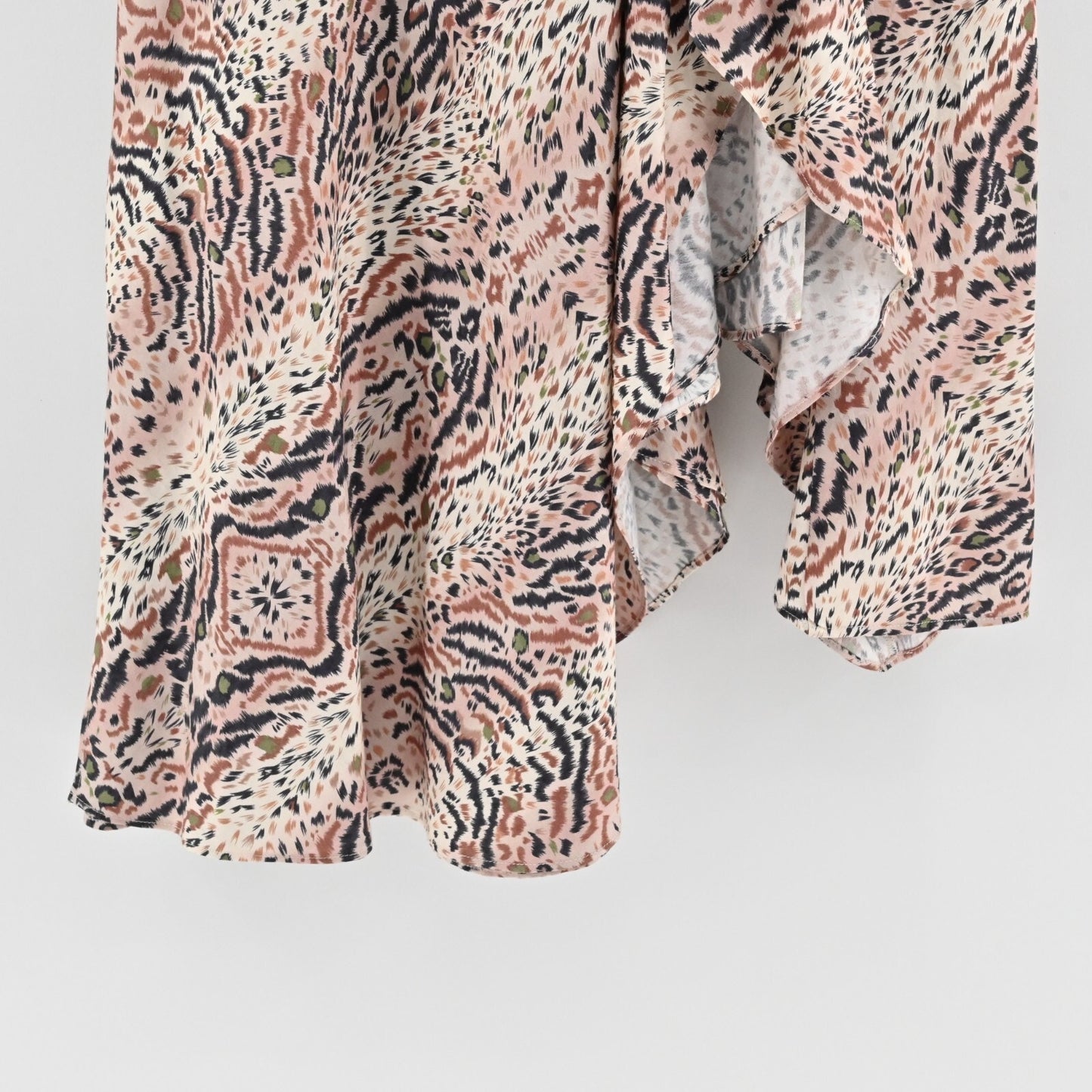 ALLSAINTS Skirt Size 4 Raya Arietta Animal Print Multi Ruffled Asymmetric Hem