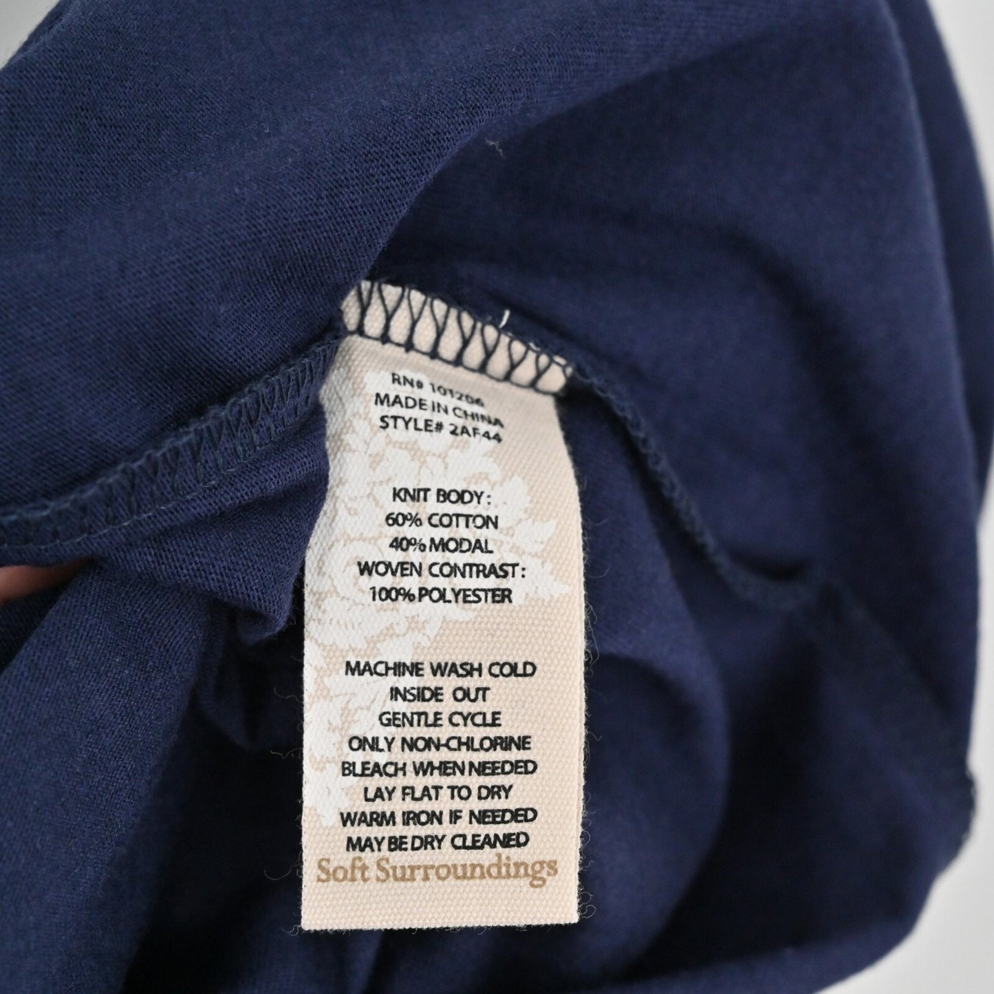 SOFT SURROUNDINGS Womens Amalfi Dress Size XS Blue Navy Jersey Chiffon Lagenlook