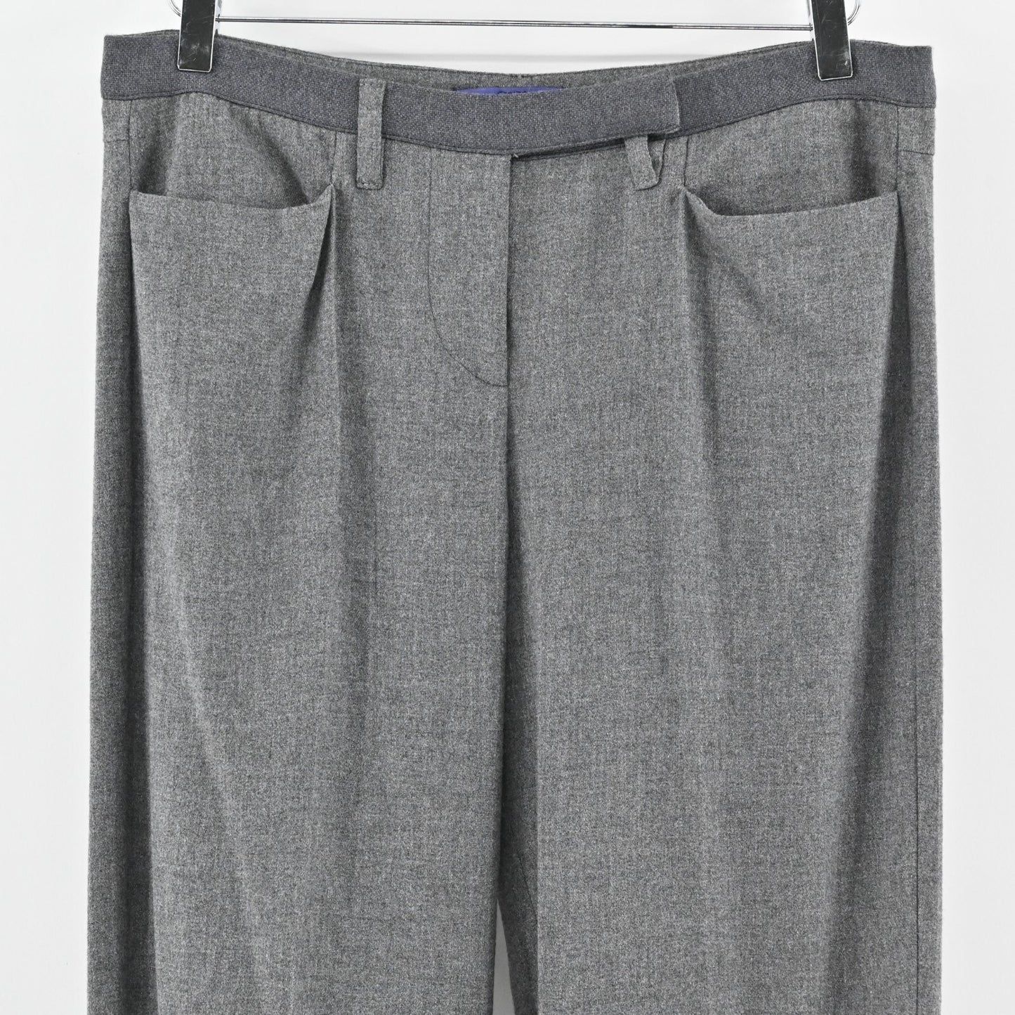 LES COPAINS Pants Womens Size 42 Blue Label Gray Wool Blend Straight Leg Trouser