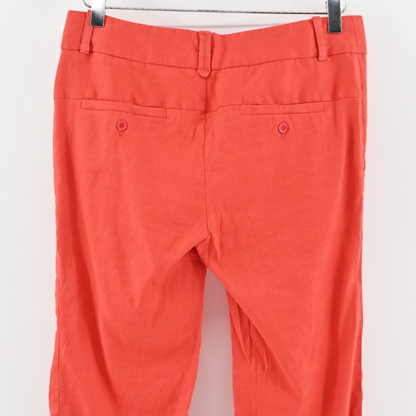 ANTHROPOLOGIE Pants Womens Size 4P Elevenses Coral Red Linen Blend Trousers