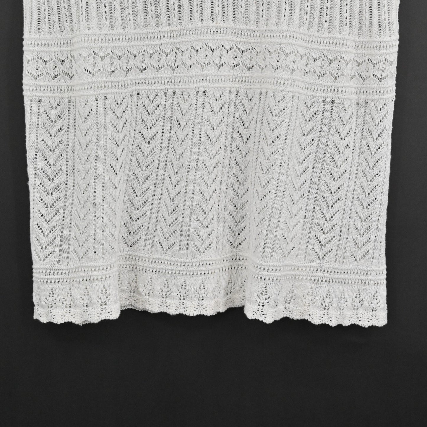 RALPH LAUREN Crochet Top Womens Sz M Black Label White Linen Knit Blouse Capsule