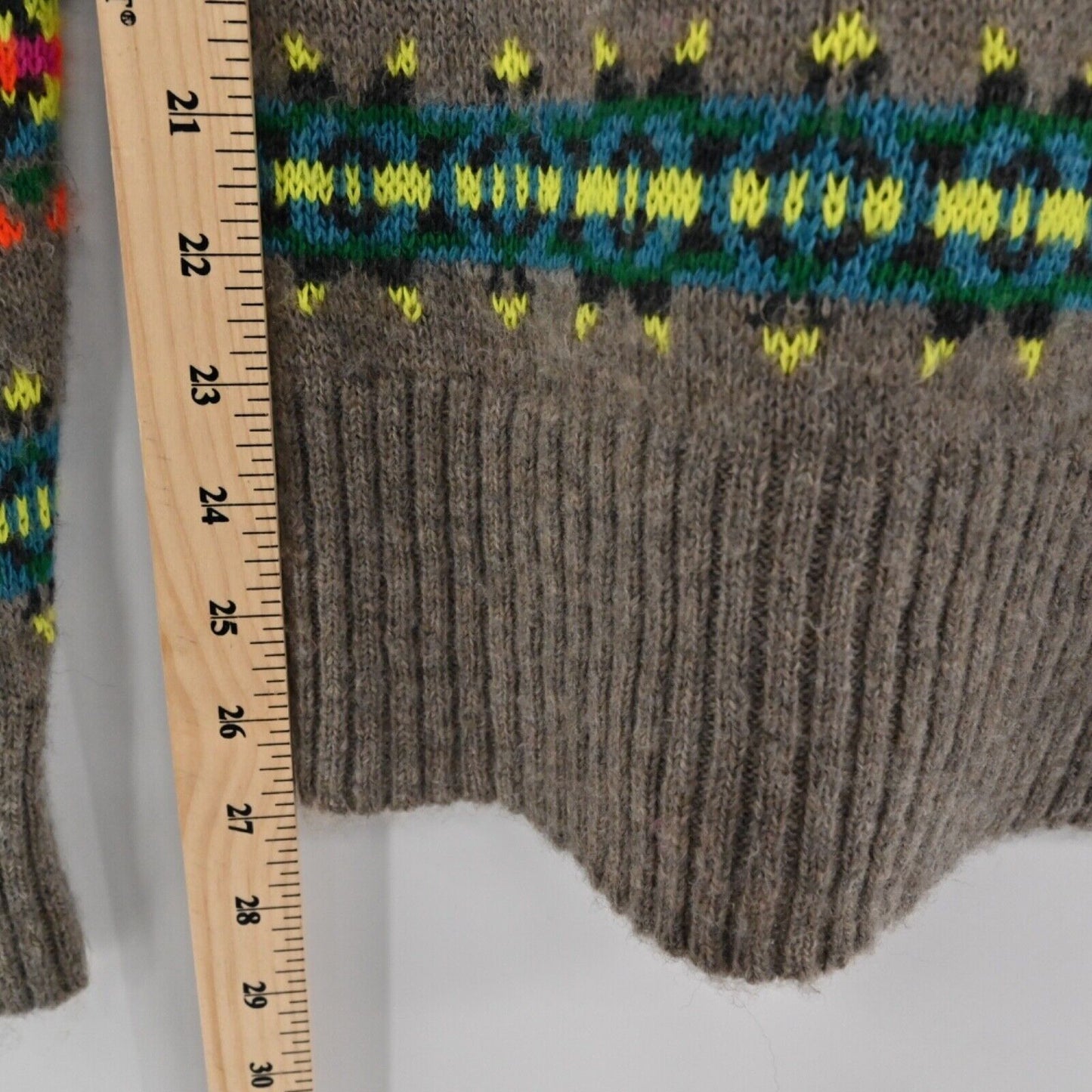 AMERICAN EAGLE Sweater Womens Size S Neon Fair Isle Wool Blend Boat Neck Retro