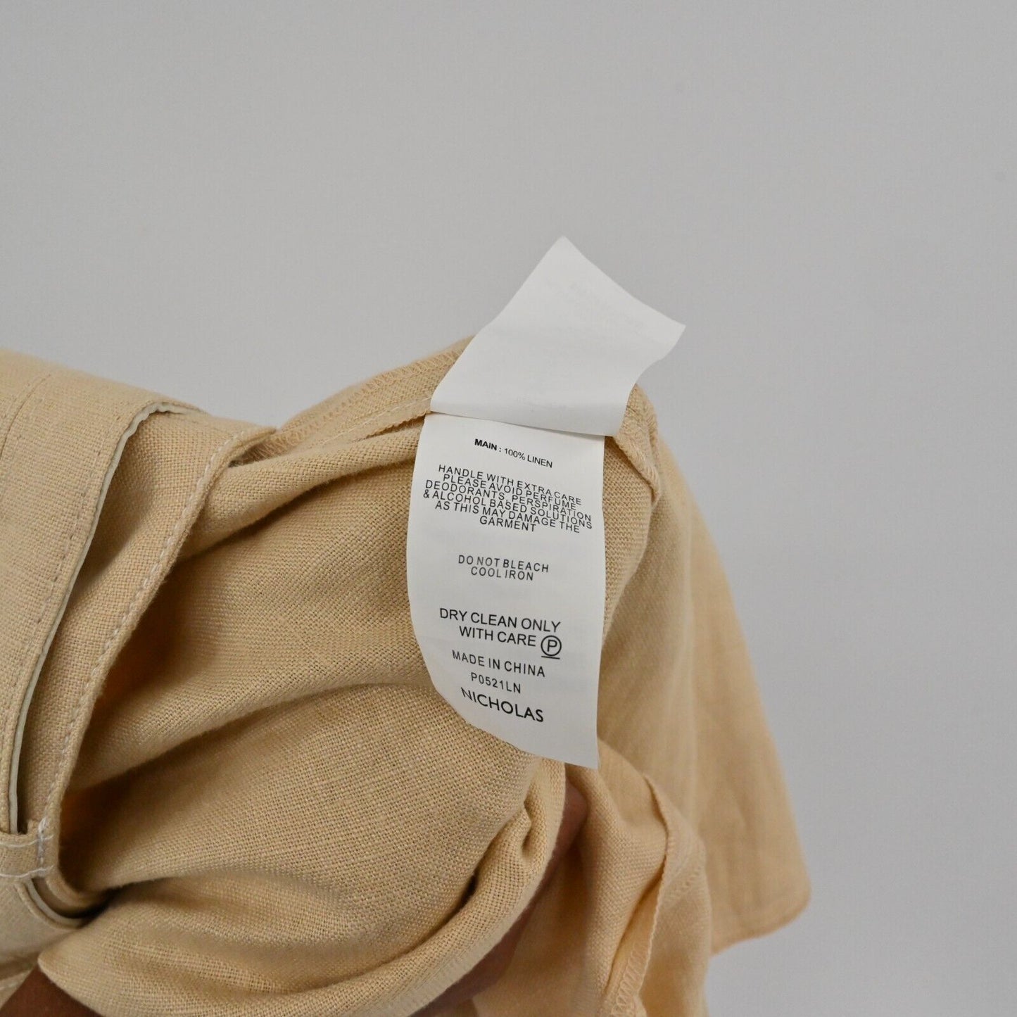 NICHOLAS Pants Womens Size 2 Natural Linen High Rise Wide Leg Pleated Cropped