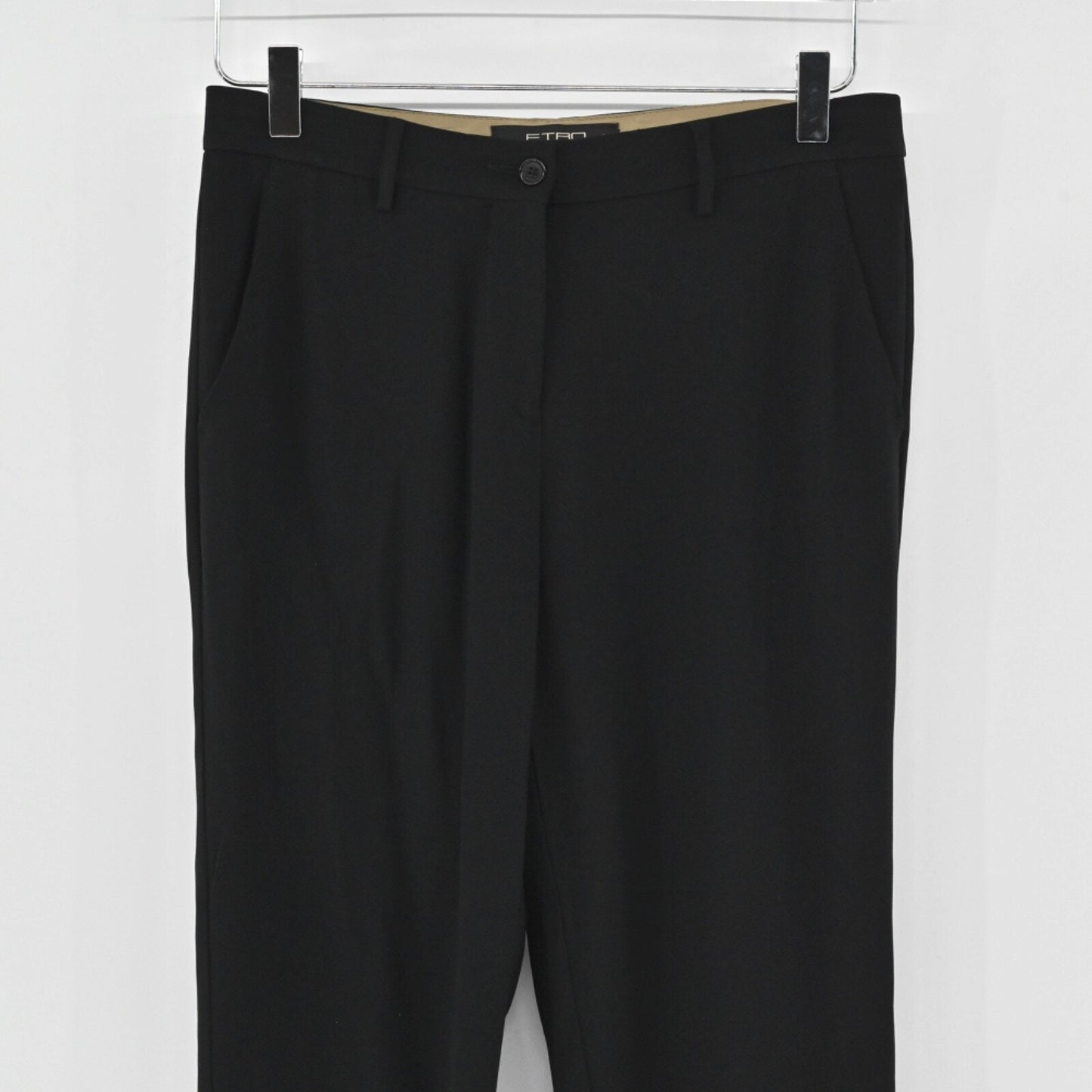 ETRO Womens Black Wool Pants Size 38 Mid Rise Slim Straight Leg Career Italy 00s