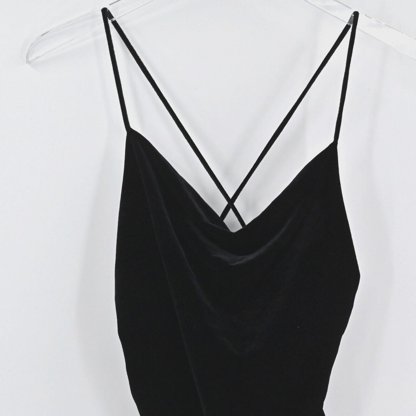 ZARA Dress Womens Size Small Black Strappy Halter Mini Velvet Cowl Cinched Sides