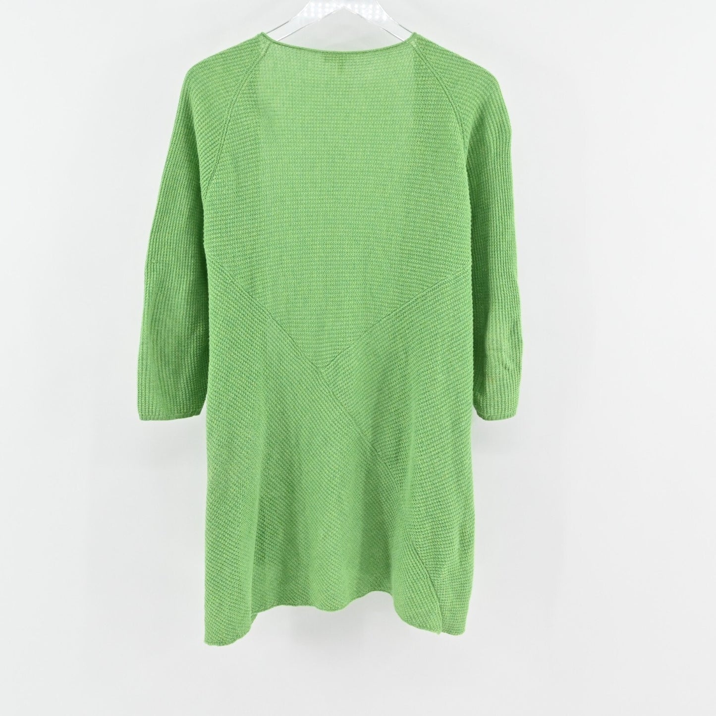EILEEN FISHER Womens Organic Cotton Cardigan Sweater Sz M Green Knit Open Front