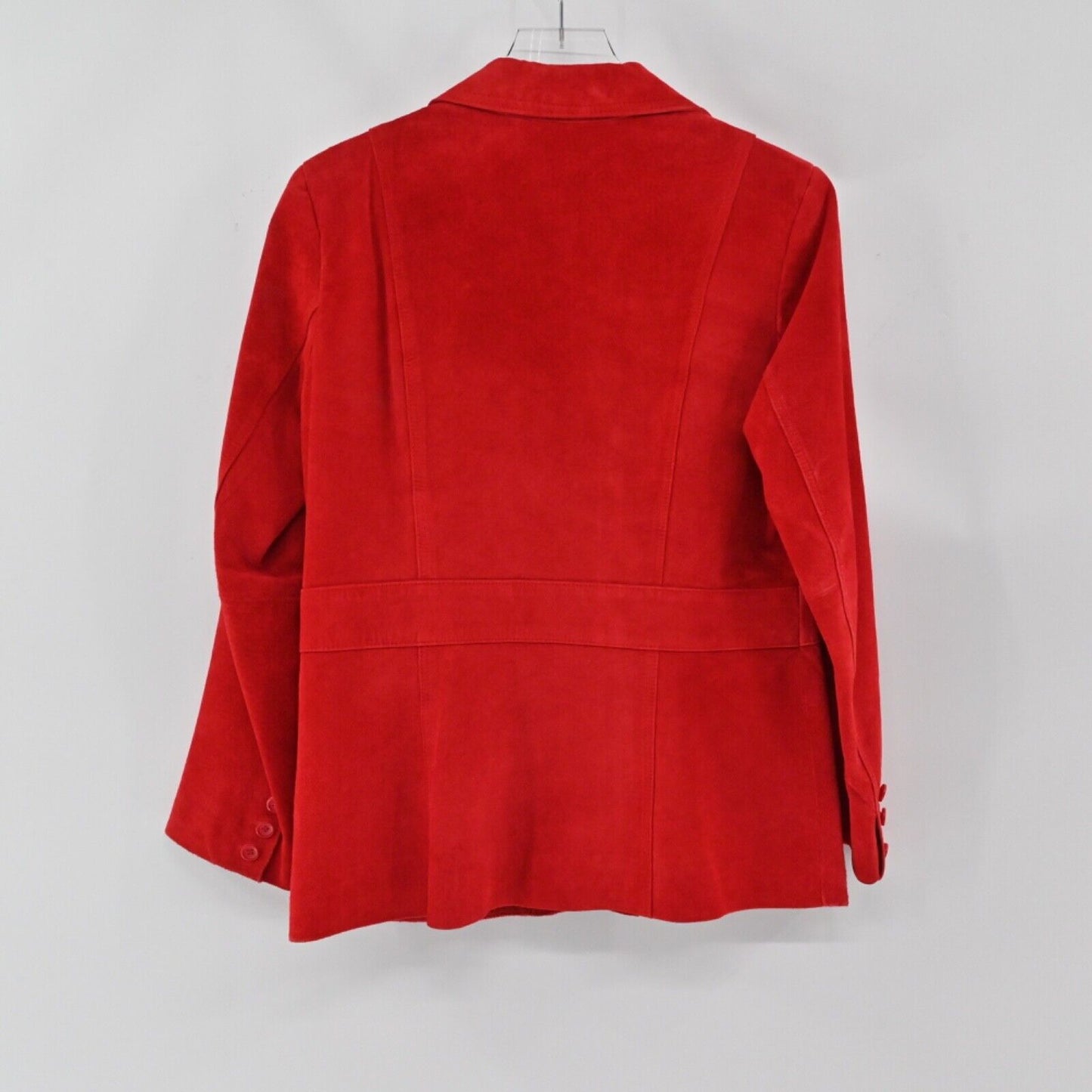 LIZ CLAIBORNE Jacket Womens Size M Suede Leather Red Button Front Retro 00s Y2K