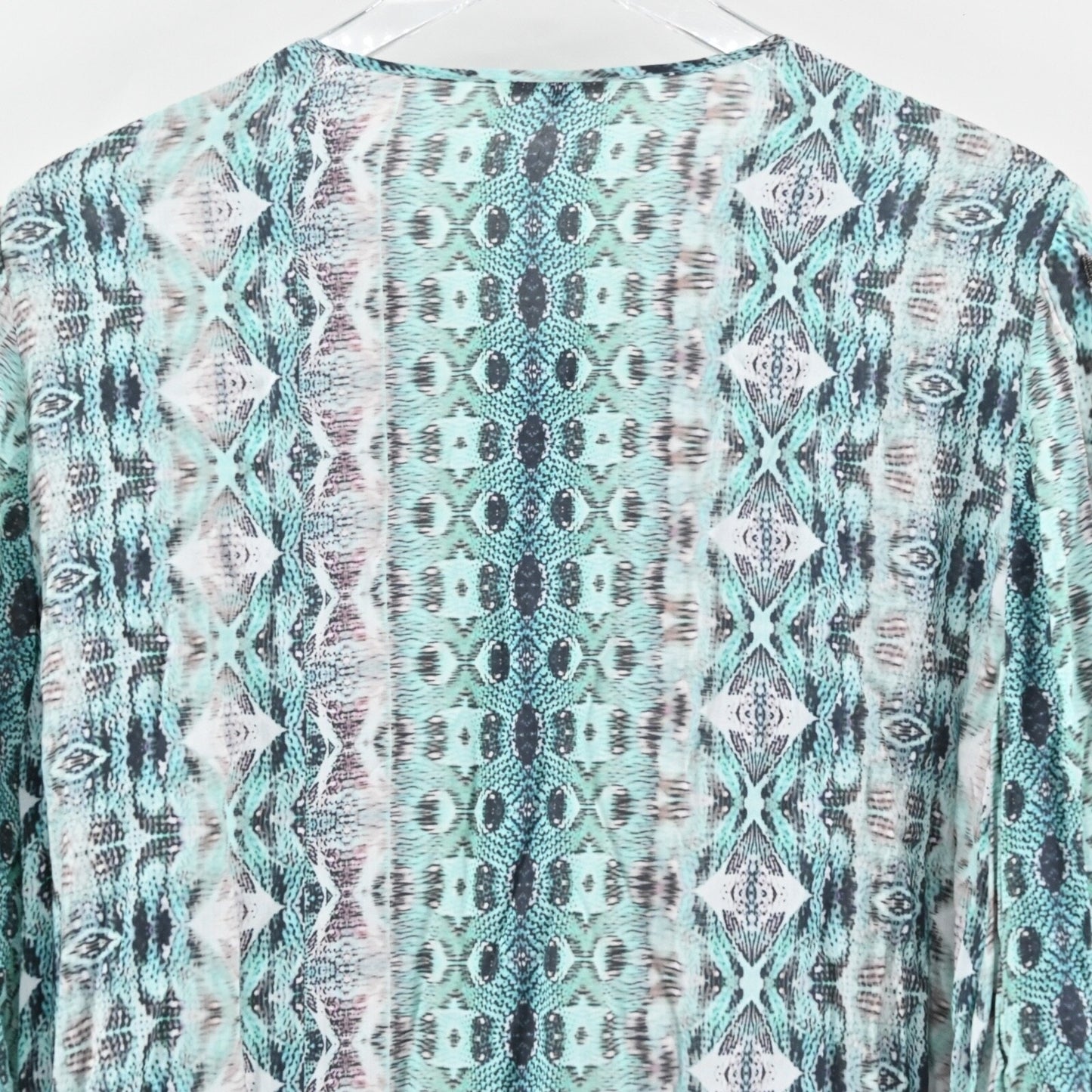 KOBI HALPERIN Womens Lapenna Top Sz XL Blue Snake Print Sequin Peasant Blouse