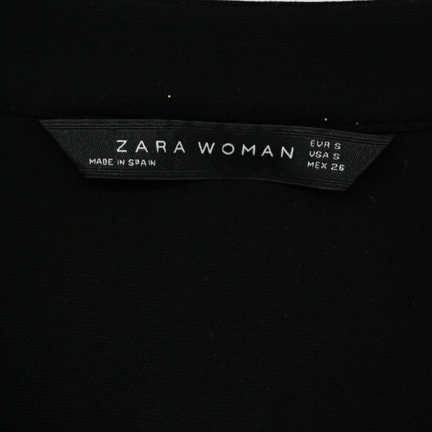 ZARA Dress Womens Size S Solid Black VNeck Shirt Style Relaxed Roll Tab Sleeve