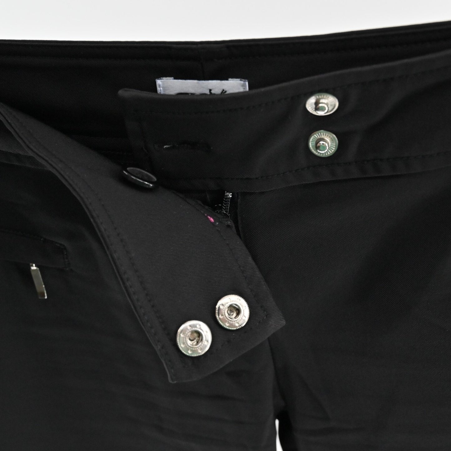 Vtg CACHE Pants Womens Size 2 Black Flare Stretch Zip Pockets Y2k Whimsigoth