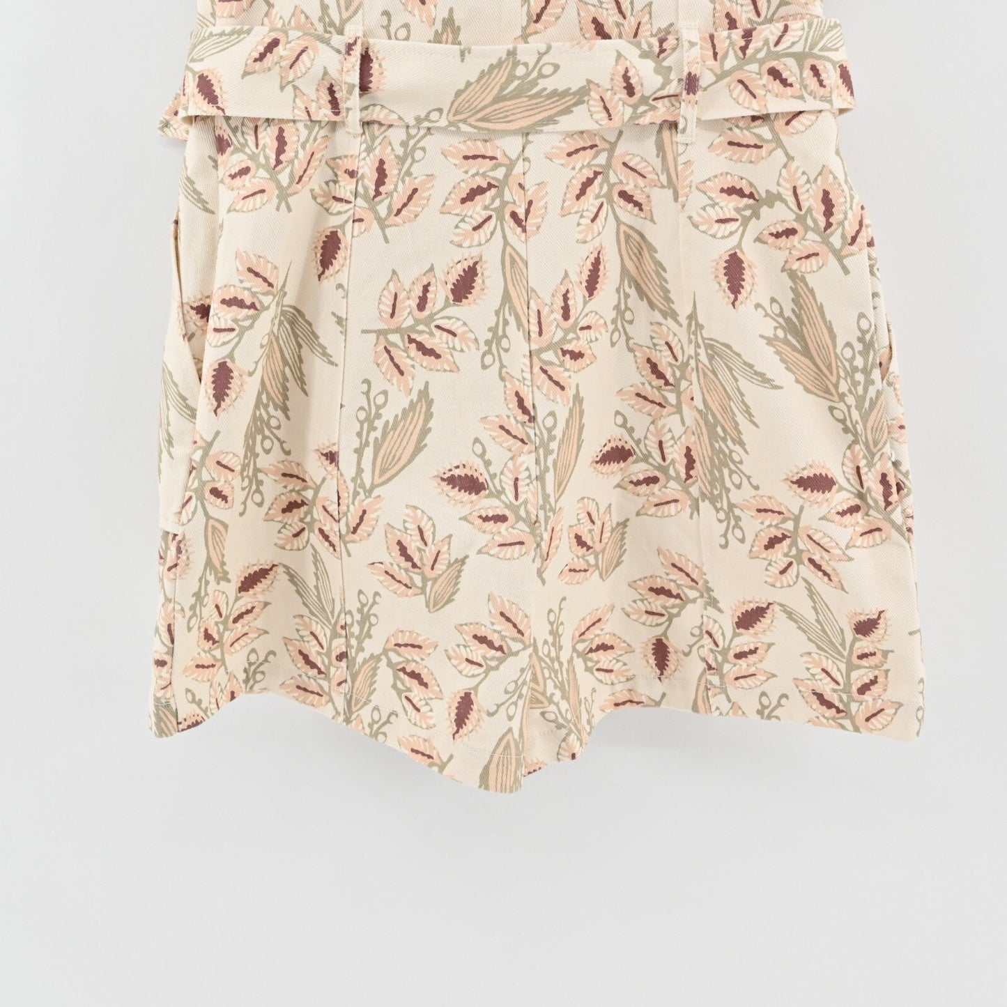 INTERMIX Womens Stefania Romper Size 12 Floral Print Belted Sleeveless Cream
