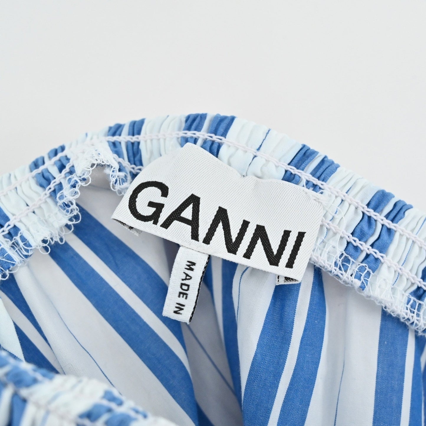 GANNI Blue Striped Midi Dress Size 8 / 10 Organic Cotton Nautical Coastal Summer