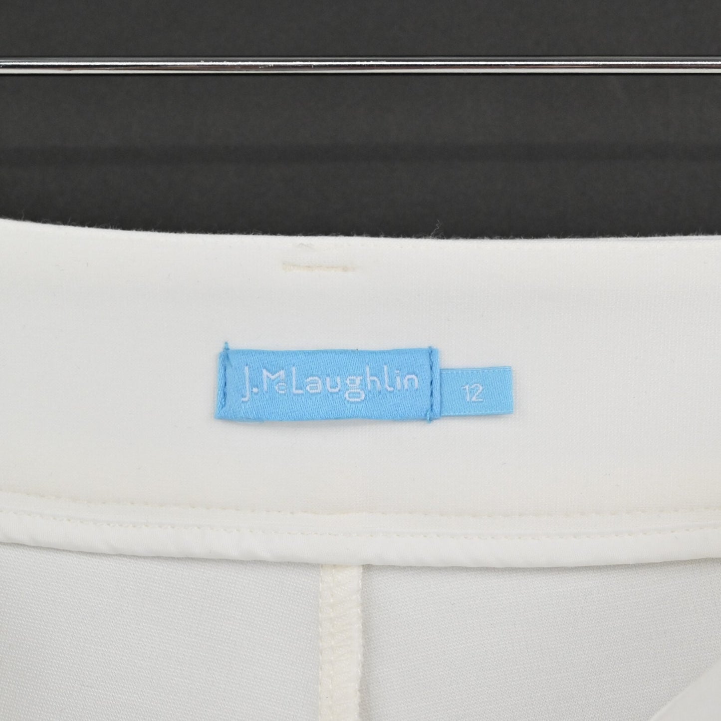 J MCLAUGHLIN Womens Pants Size 12 White High Rise Straight Stretch Slit Hem