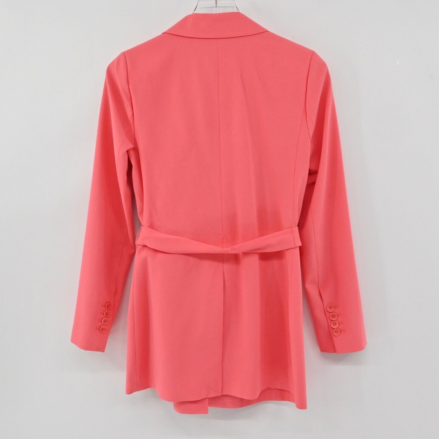 BCBGMAXAZRIA Pant Suit Womens Sz 2XS Coral Belted Jacket High Rise Pleated Retro