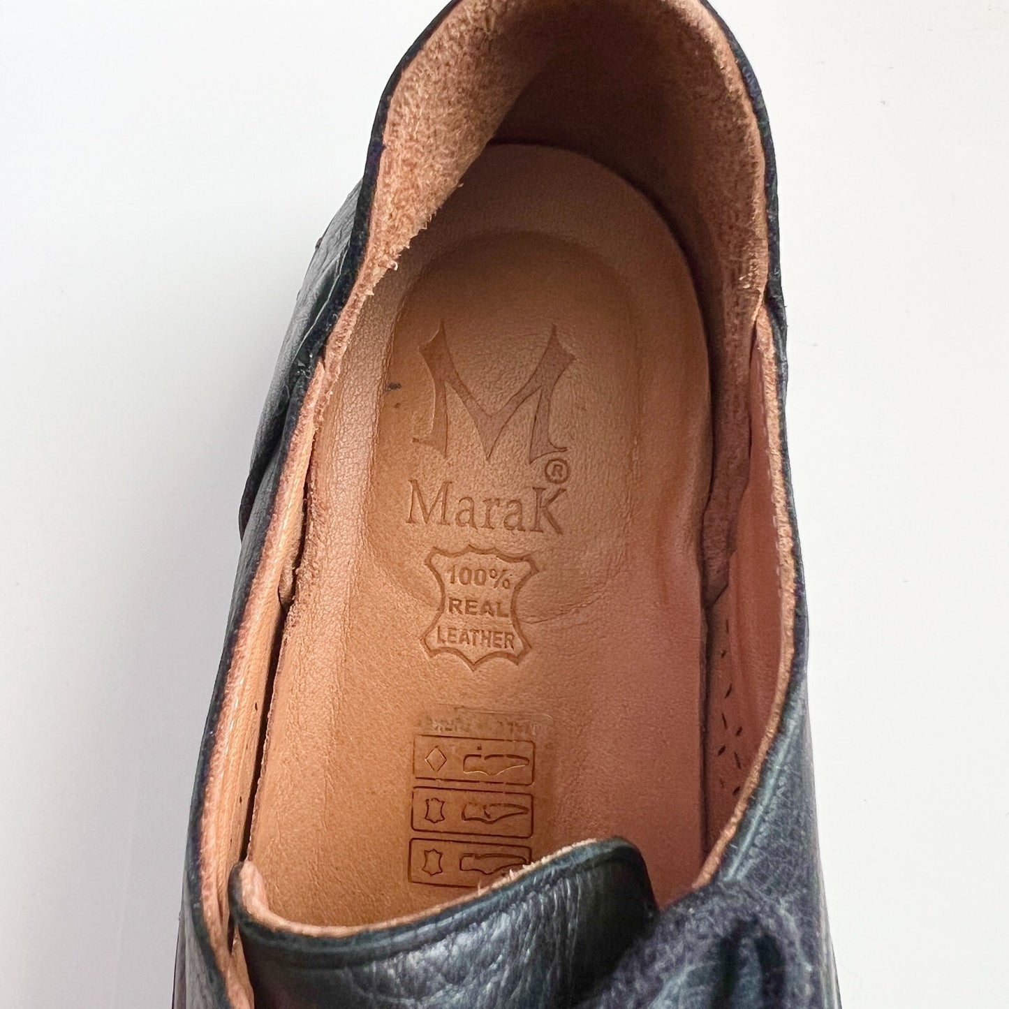 MARAK Loafers Womens Size 38 Black Mari Perforated Leather Lace Up Whipstitched