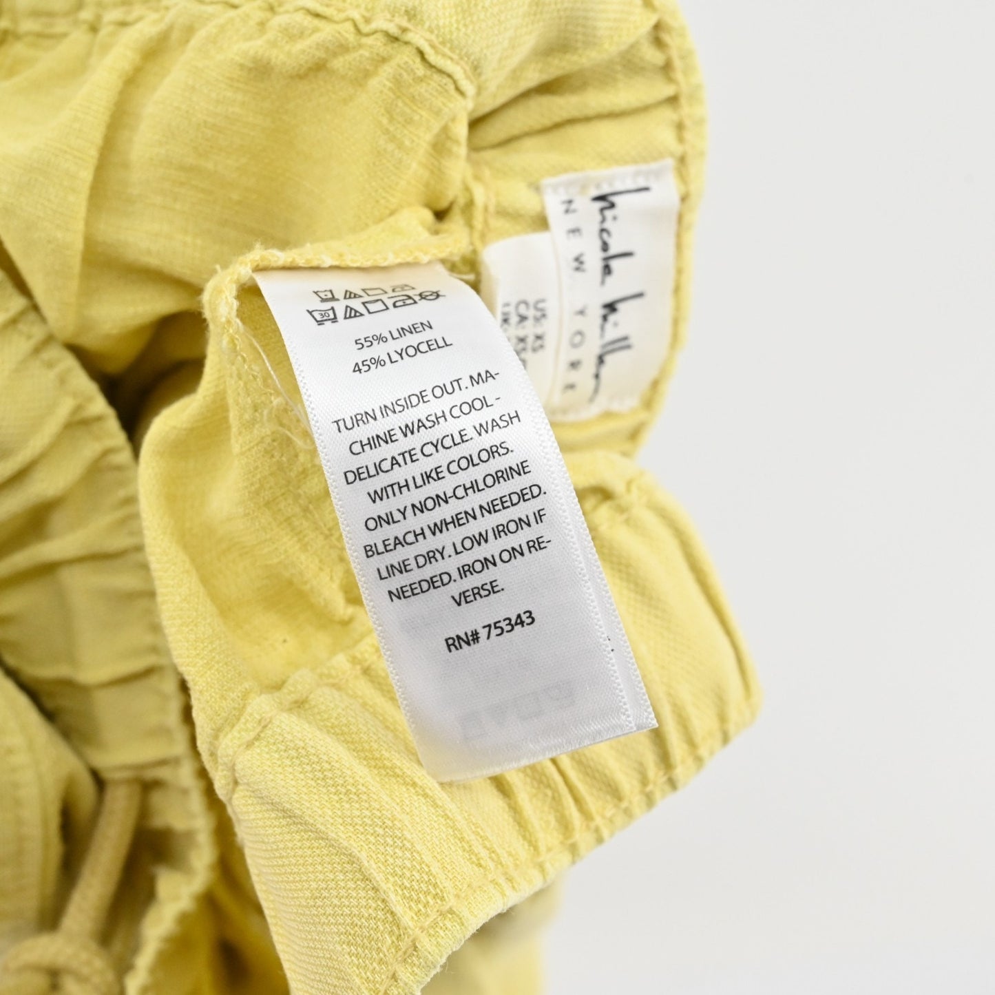 Nicole Miller Womens Yellow Cargo Pants Size XS Linen Blend Crop Cinch Hem