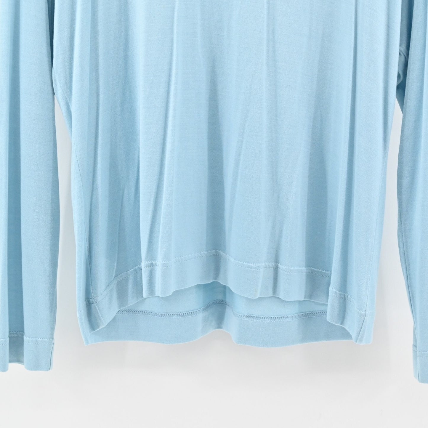 Vtg SALVATORE FERRAGAMO Top Womens Sz L Silk Blue Blouse Minimalist Quiet Luxury