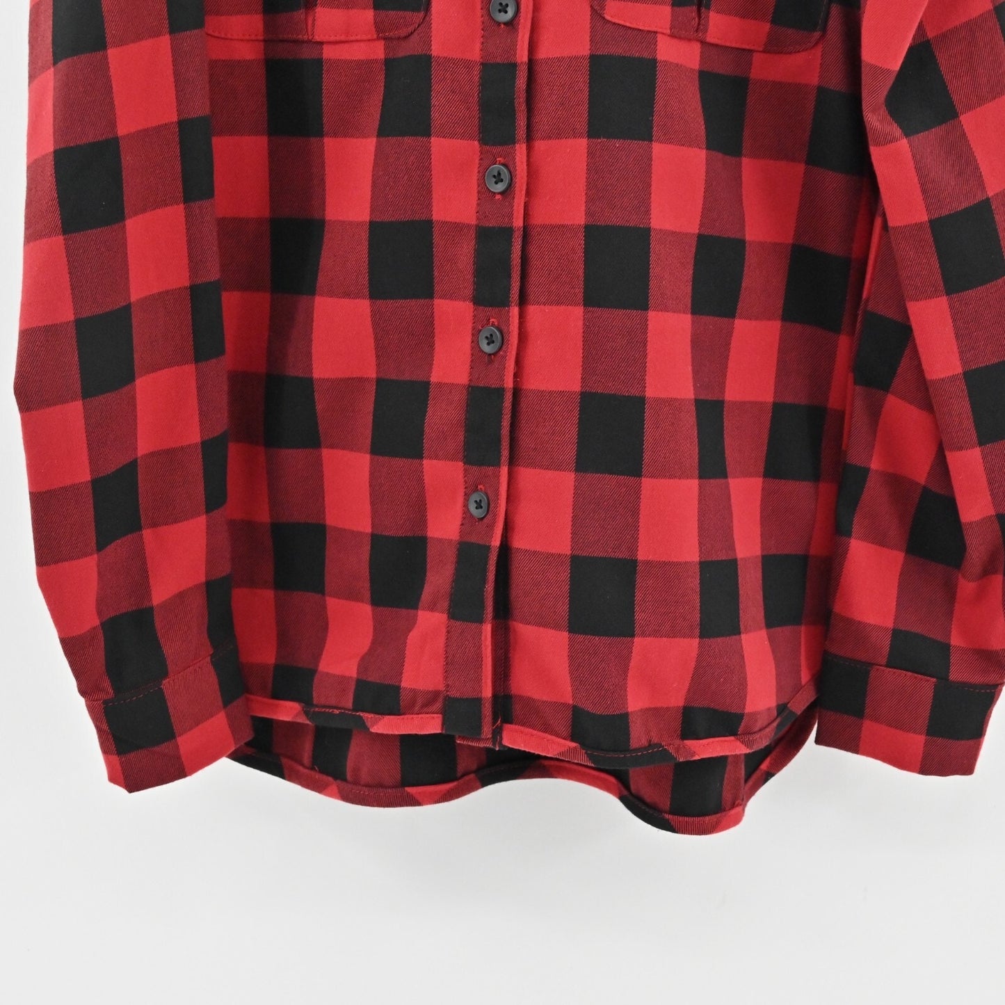 BADGLEY MISCHKA Top Womens Size S Red Black Gingham Button Front Pocket Blouse