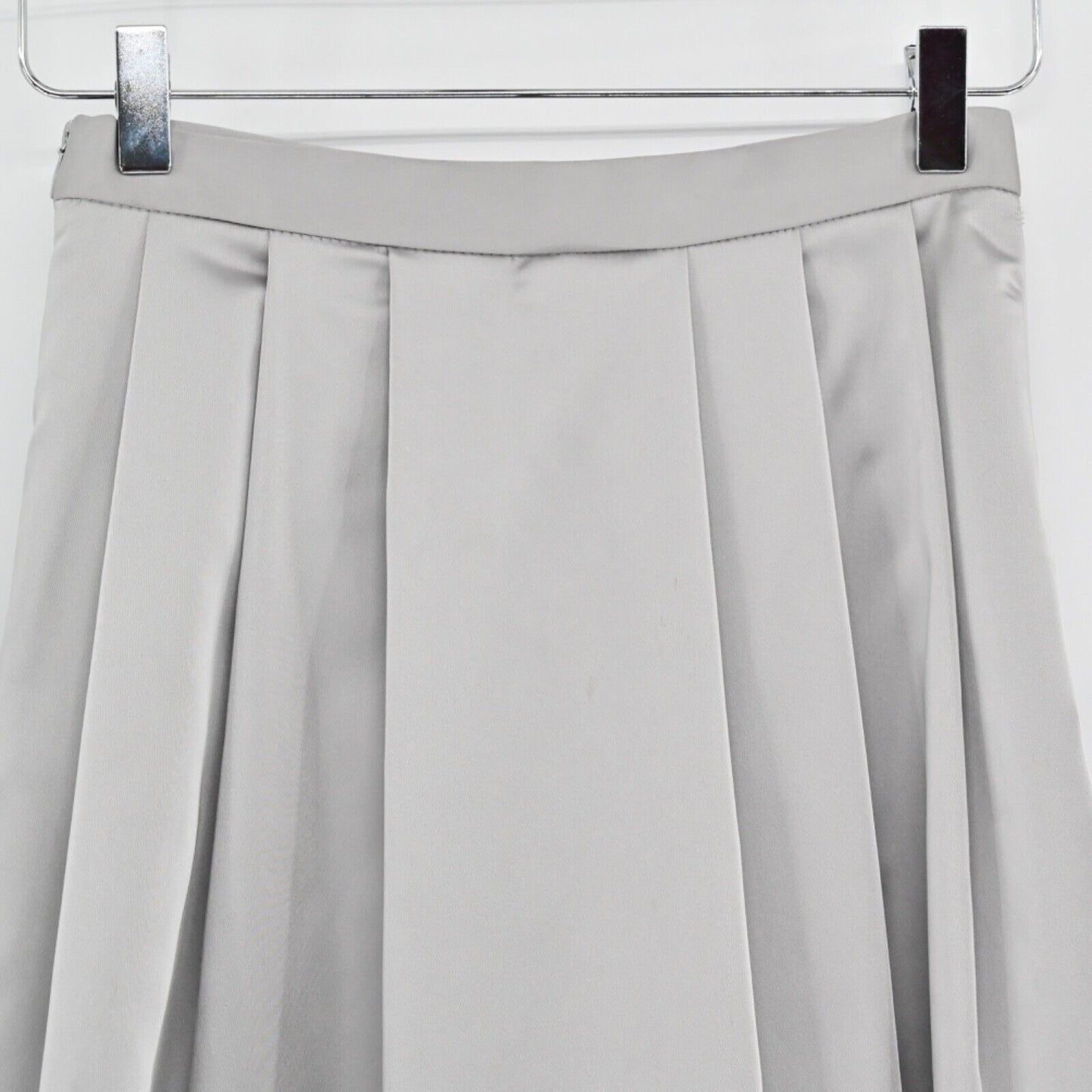 ZARA Pleated Skirt Womens Size XS Satin Gray Retro Academia Preppy Office Career