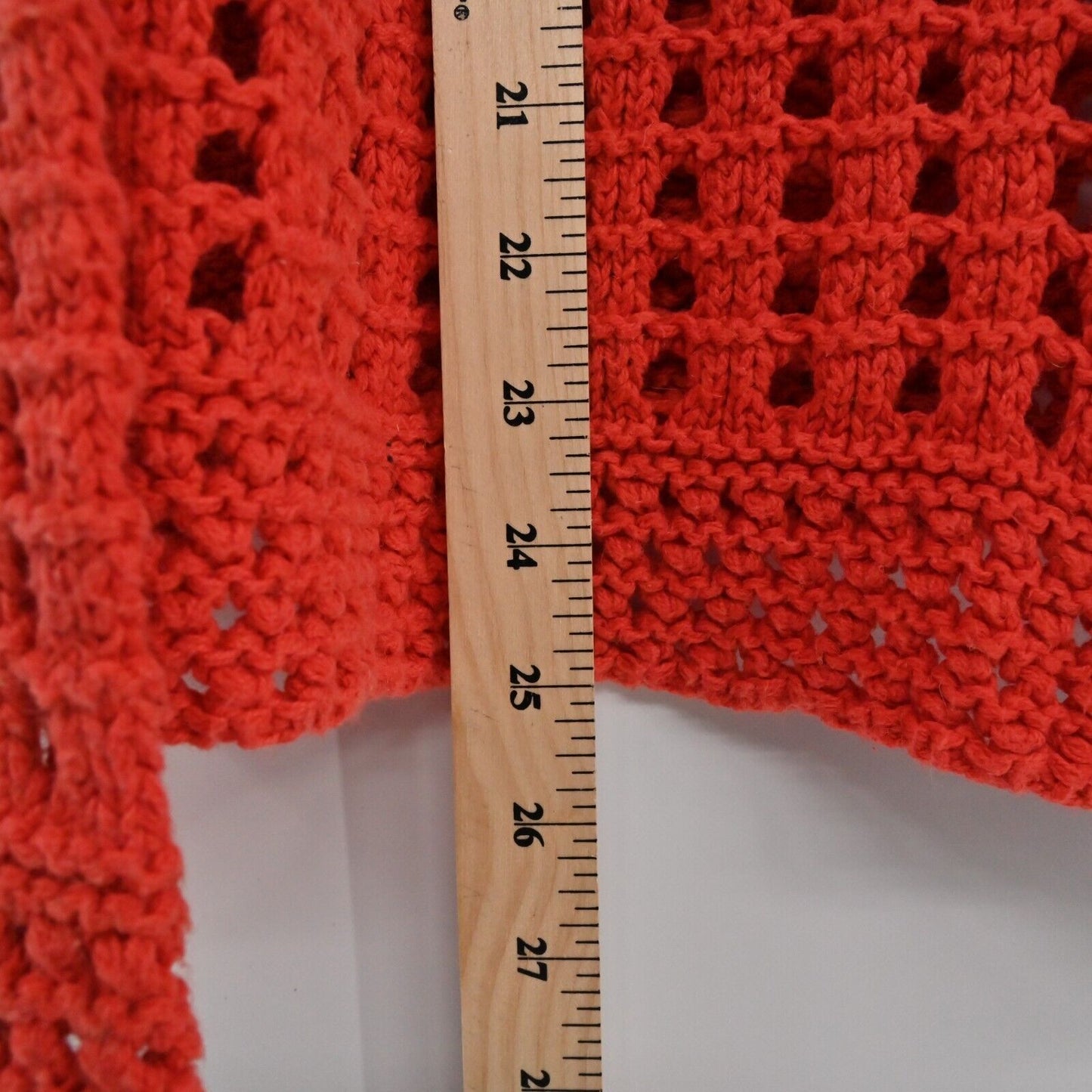 FREE PEOPLE Sweater Womens Size S Red Open Knit Long Sleeve Roll Neck Top Boxy