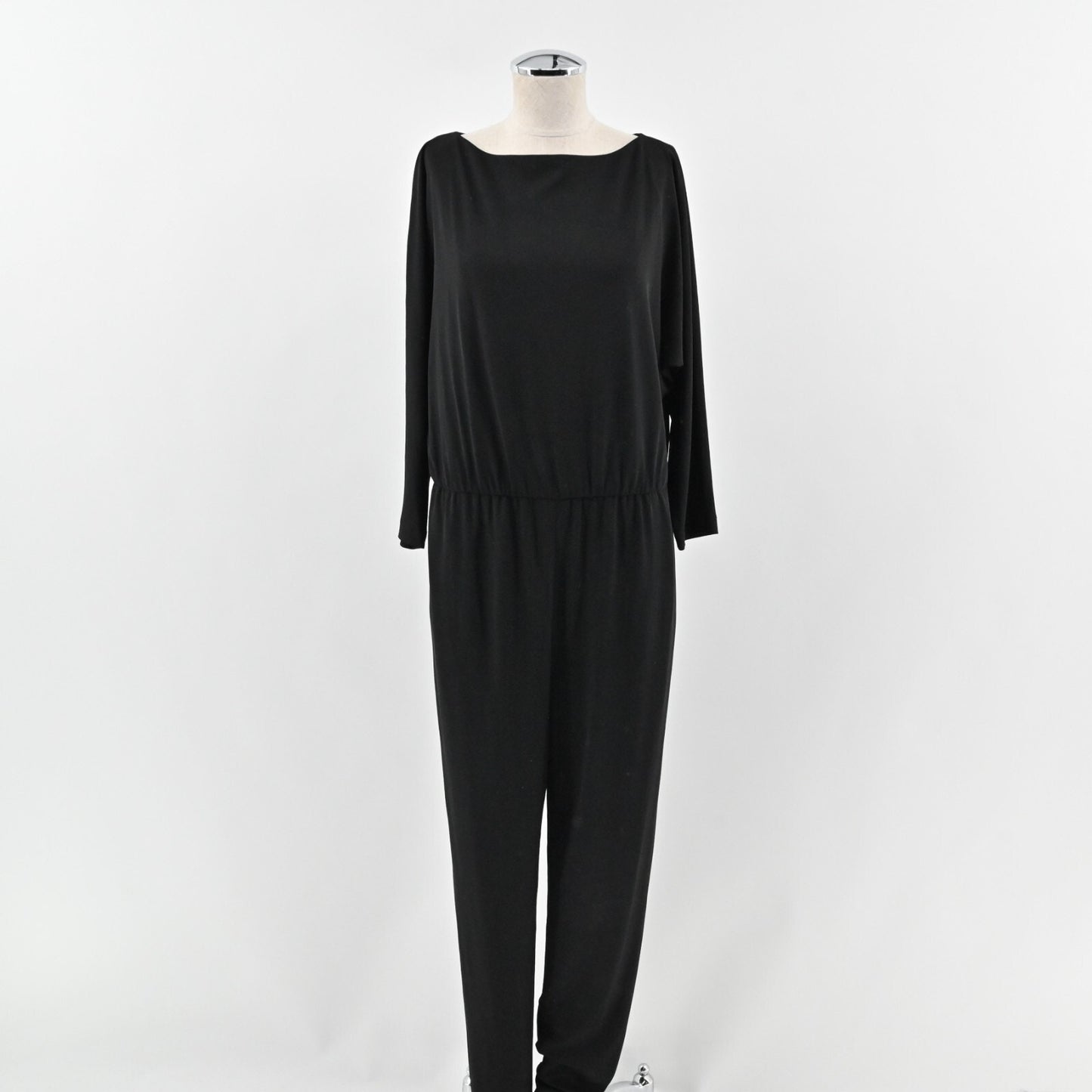 RALPH LAUREN Womens Jumpsuit Size 4 Black Bateau Neck Stretch Waist Minimalist