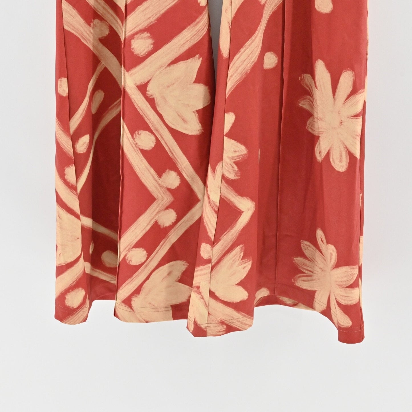 FELIPE DE LA PAVA Womens Flare Pants Sz L Coral Floral High Rise Retro Boho 70s