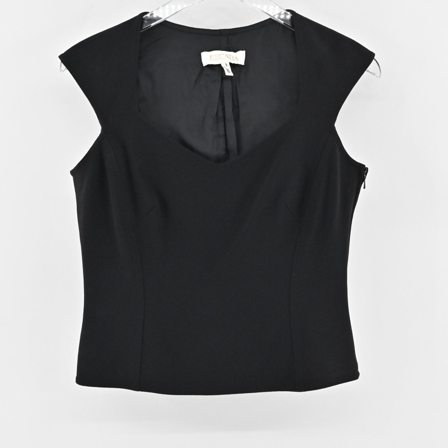 ESCADA Top Womens Size 38 Cap Sleeve Black Quiet Luxury Minimalist Office Career