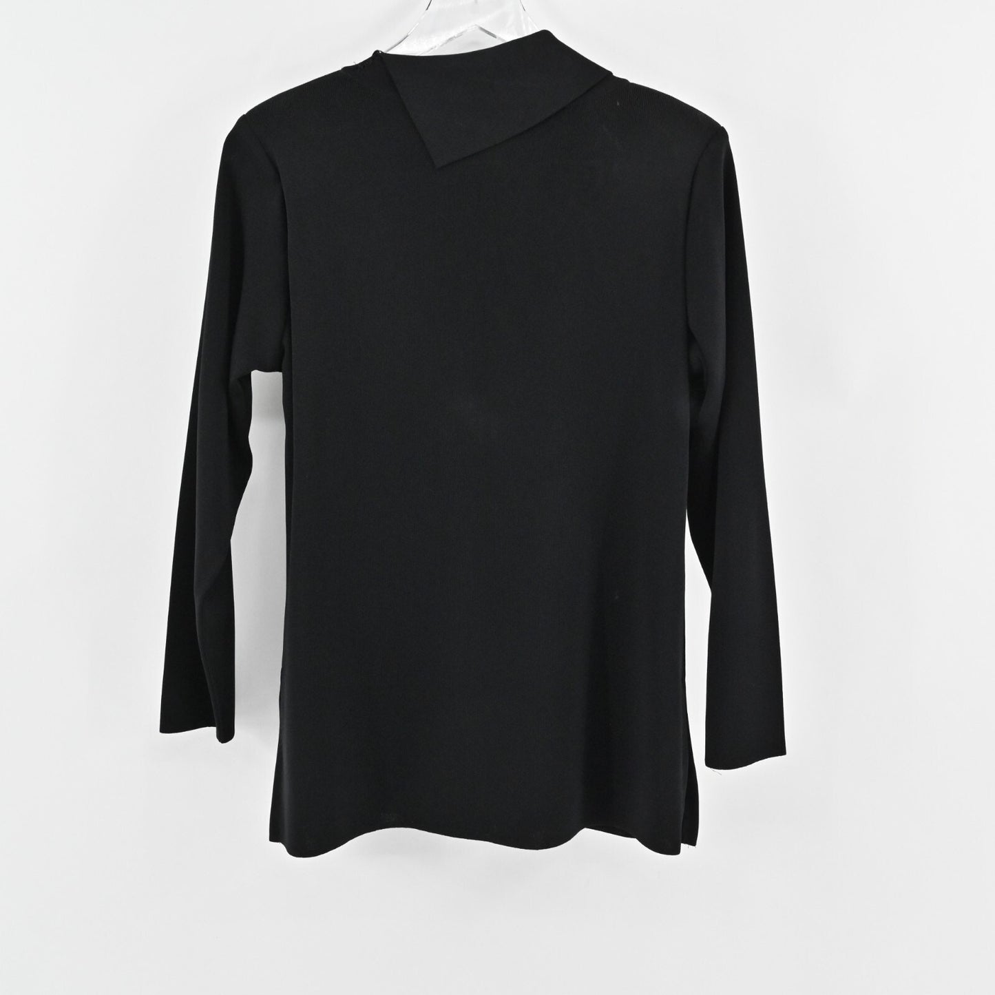 MISOOK Womens Black Sweater Size M Exclusively Knit Fold Collar Quiet Luxury