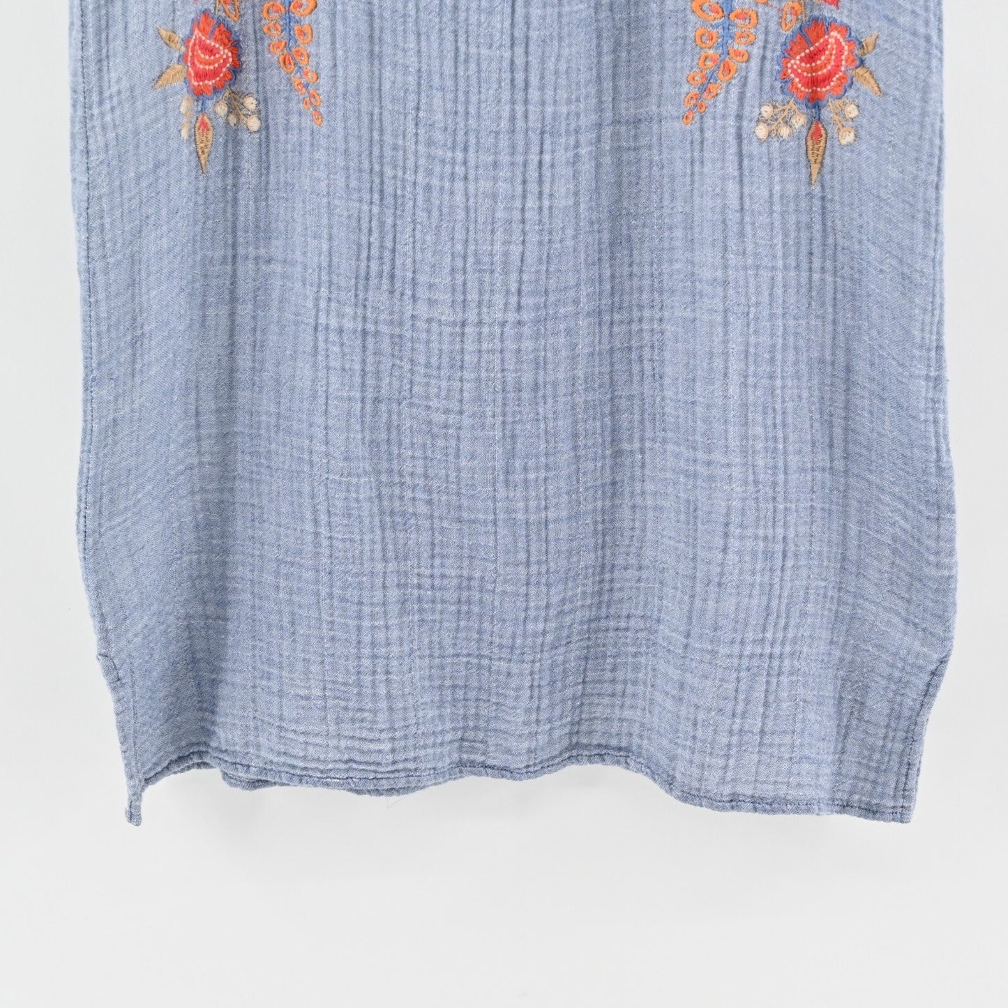 JOHNNY WAS Tikal Dress Sz S Poncho Workshop Floral Embroidered Gauze Square Neck