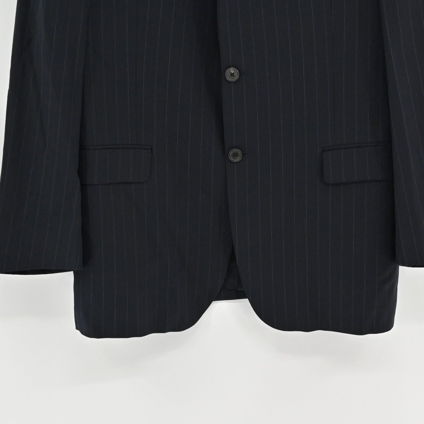 Vtg BURBERRY Mens Pinstripe Blazer Size 42R Wool Sport Coat Black Union Made 90s