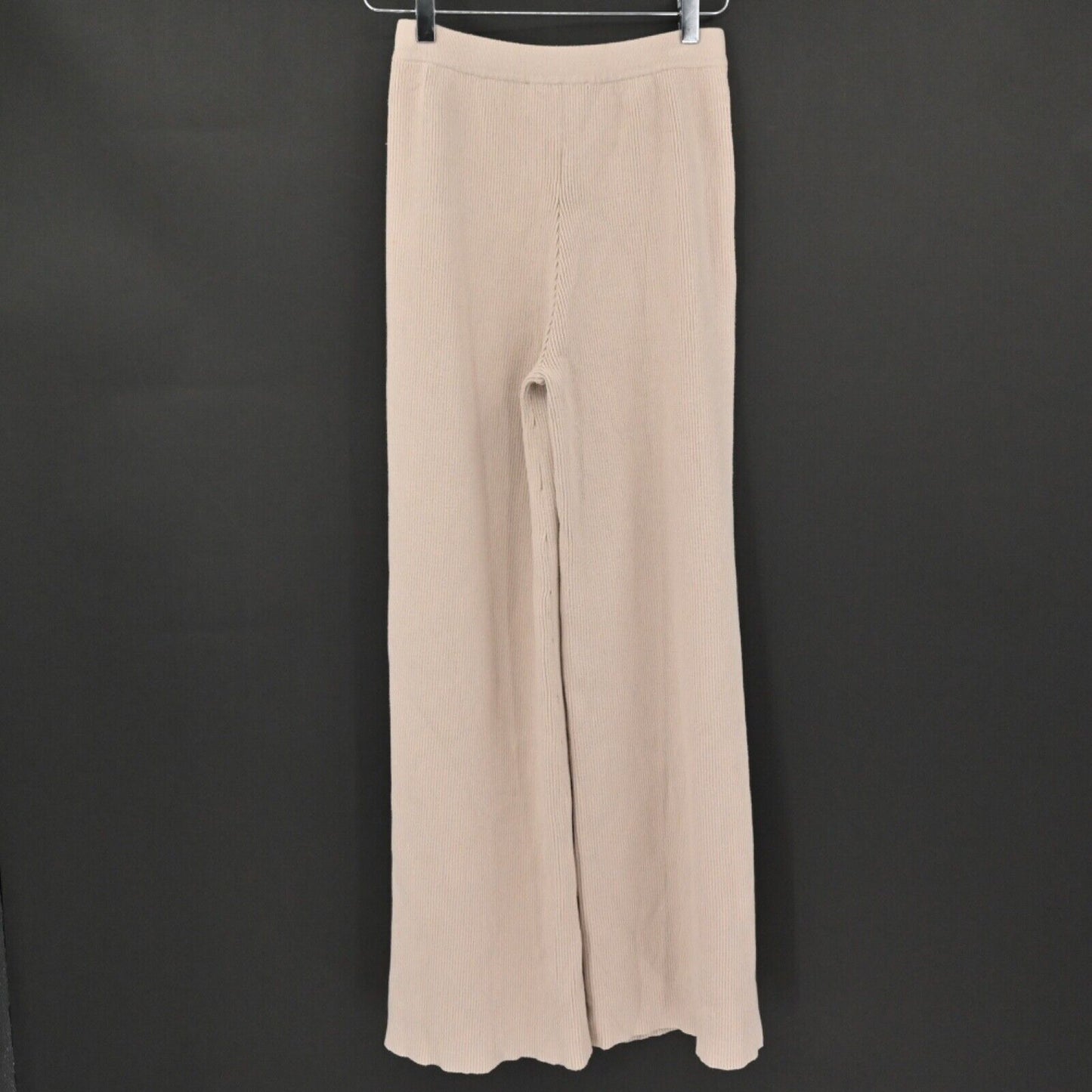 VEILED Pants Womens Size XS Beige Remy Ribbed Knit Elastic High Rise Wide Leg