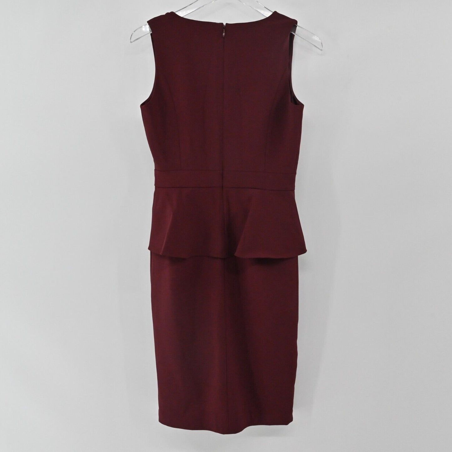 WHITE HOUSE BLACK MARKET Dress Womens Size 2 Burgundy Ruffle Sleeveless Sheath