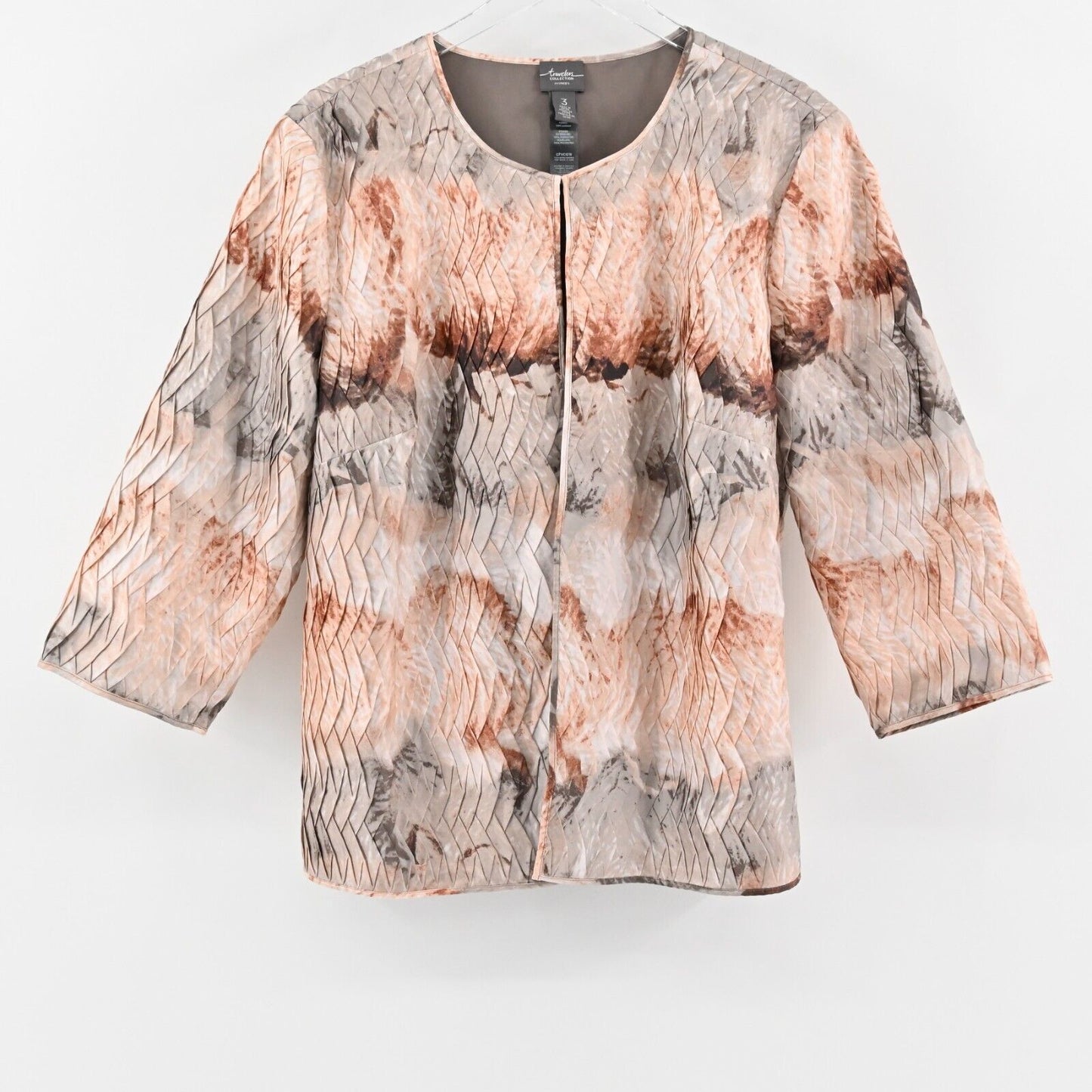 CHICOS Travelers Jacket Sz XL Artisan Lightweight Kimono Art to Wear Watercolor