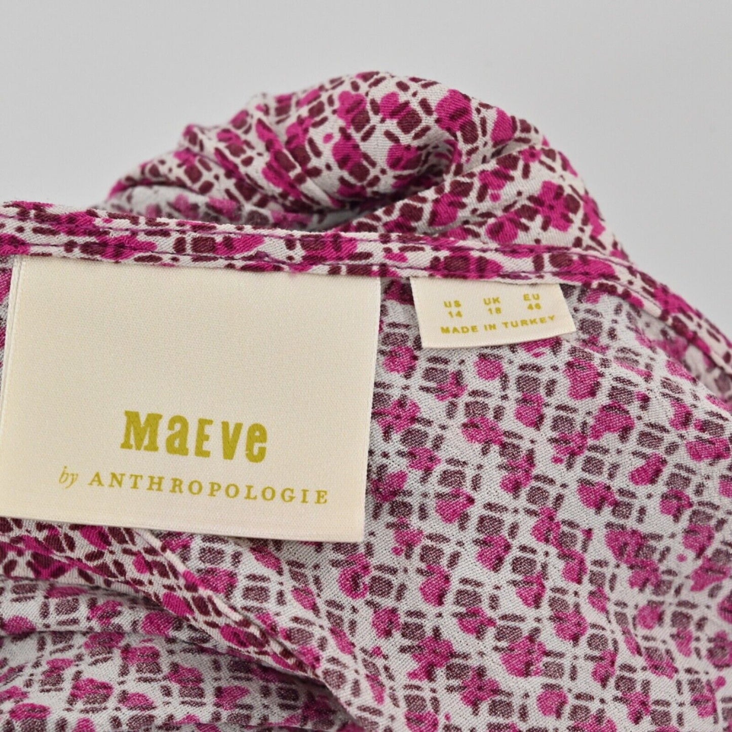 ANTHROPOLOGIE Top Womens Size 14 MAEVE Pink Retro Print Mica Halter Boho Beach