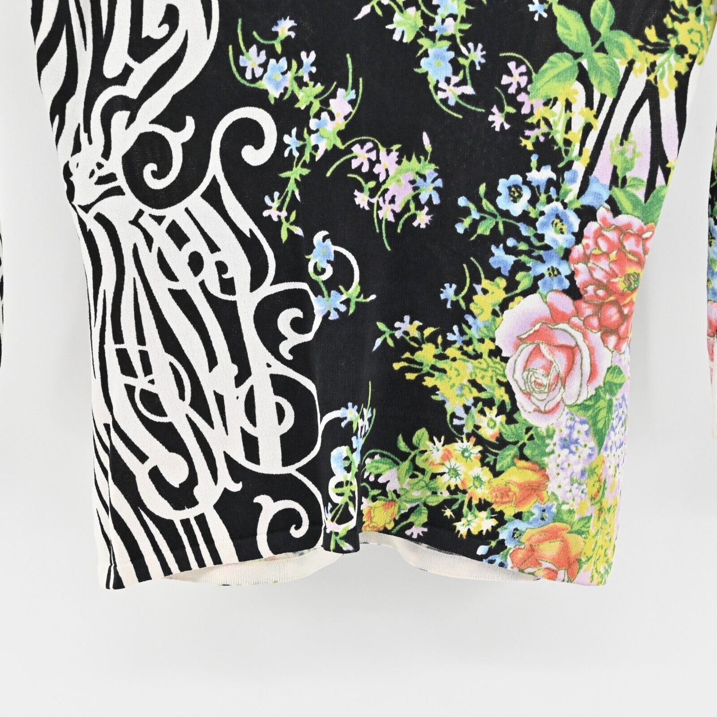 ALBERTO MAKALI Top Womens Size S Multicolor Floral Print Sequin Beaded Blouse