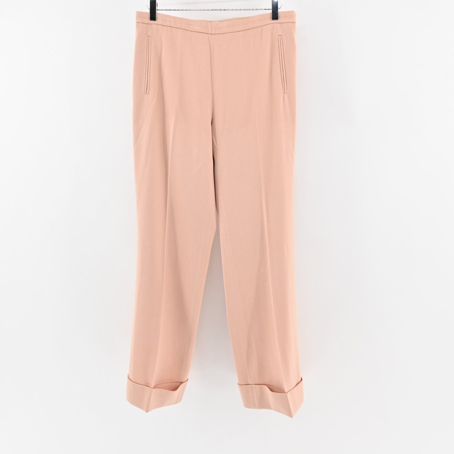 LUCA LUCA Pants Womens Size 44 Wool Solid Peach Cuffed Hem Relaxed Leg Trousers