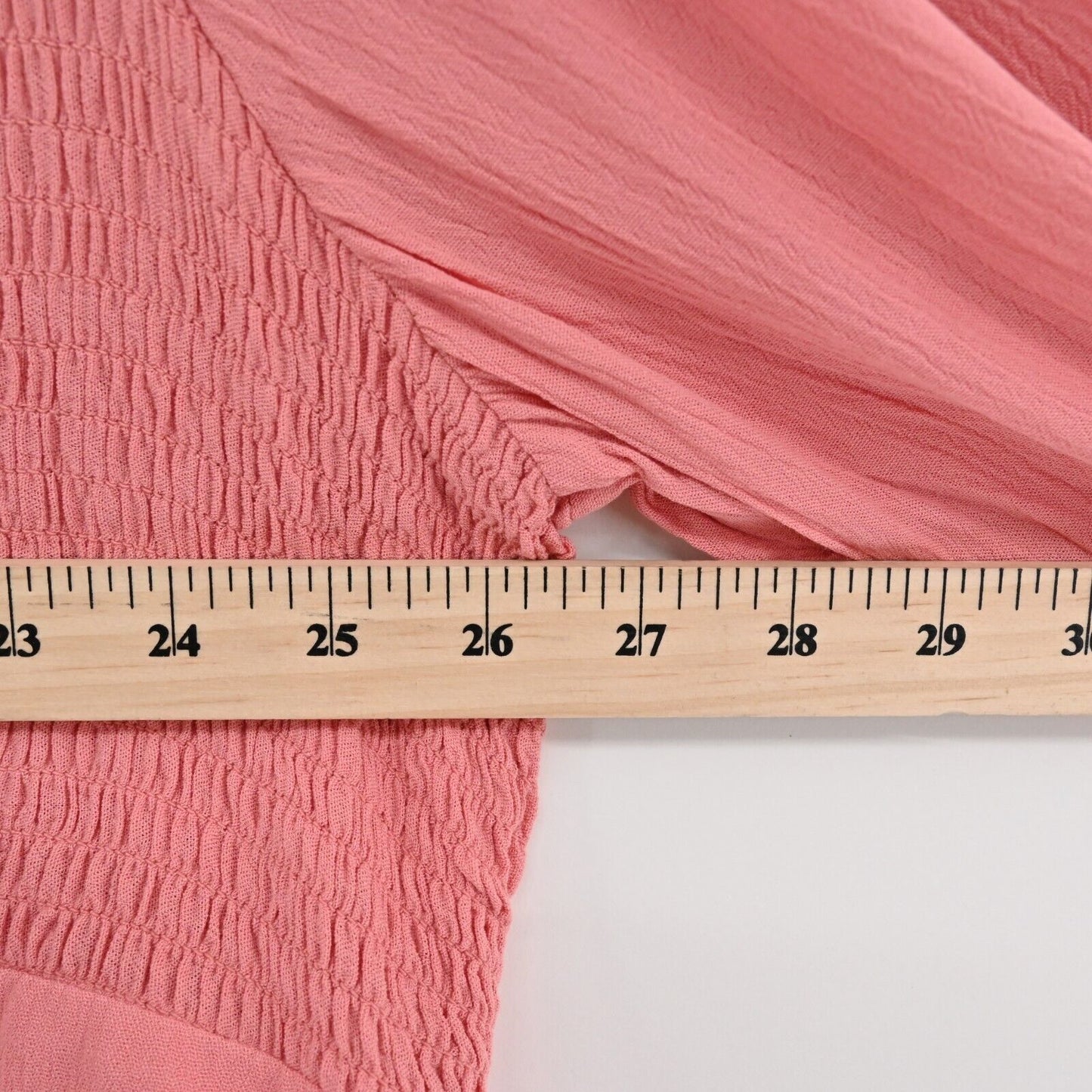 TORRID Top Womens Size 4X Babydoll Crinkle Gauze Smocked VNeck Woven Pink NEW